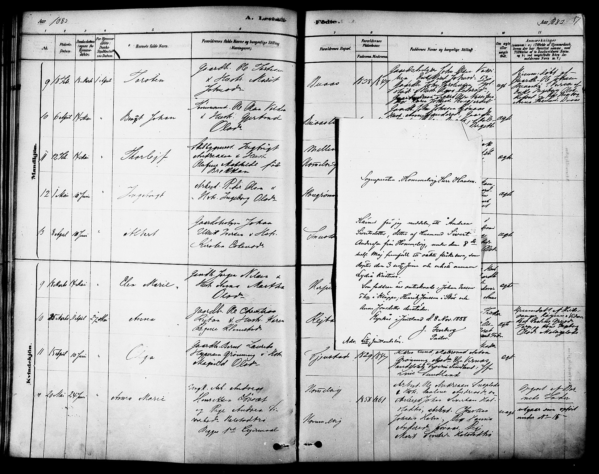 Ministerialprotokoller, klokkerbøker og fødselsregistre - Sør-Trøndelag, SAT/A-1456/616/L0410: Parish register (official) no. 616A07, 1878-1893, p. 57