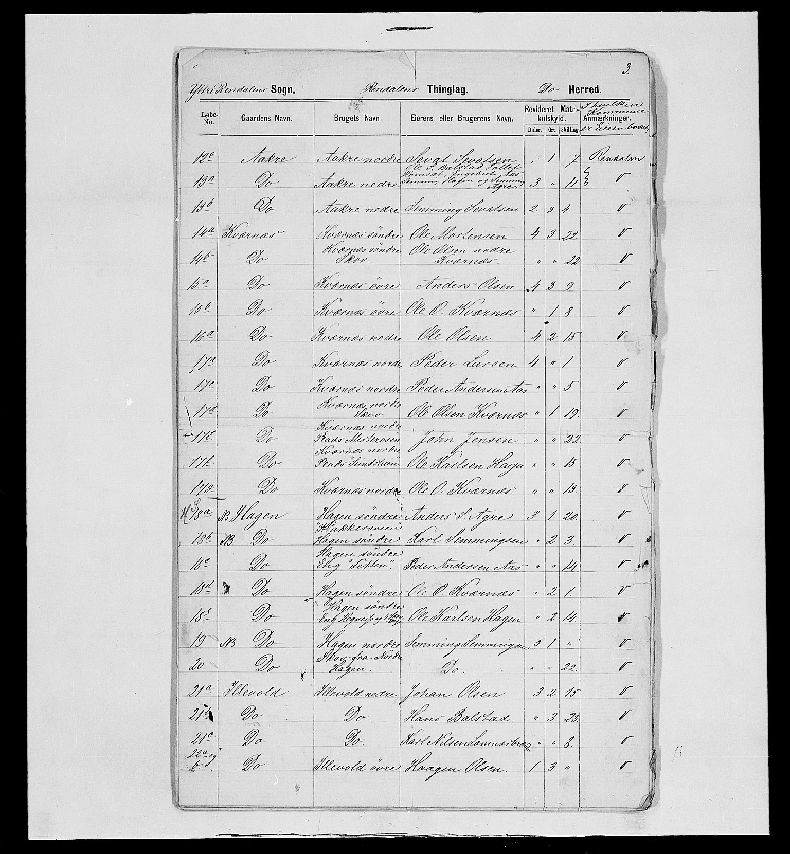 SAH, 1875 census for 0432P Rendalen, 1875, p. 54