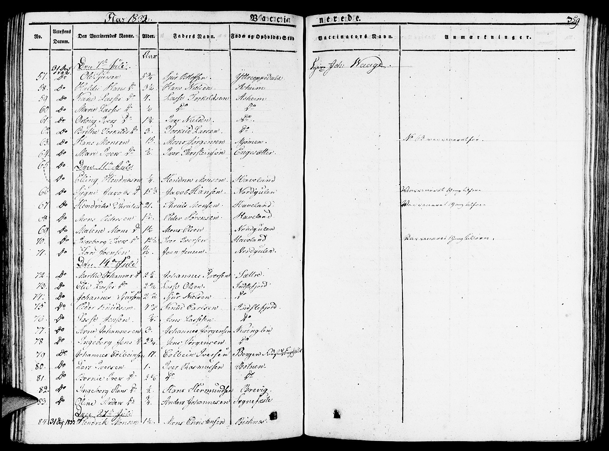 Gulen sokneprestembete, AV/SAB-A-80201/H/Haa/Haaa/L0019: Parish register (official) no. A 19, 1826-1836, p. 359