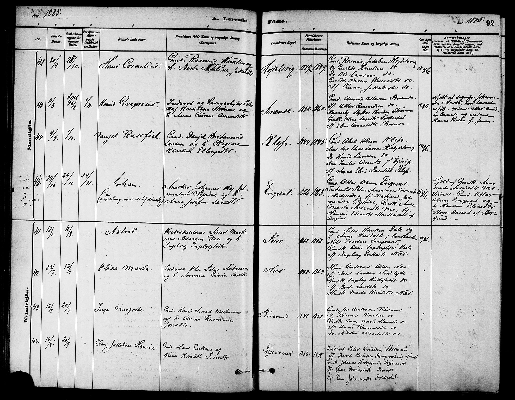 Ministerialprotokoller, klokkerbøker og fødselsregistre - Møre og Romsdal, AV/SAT-A-1454/511/L0141: Parish register (official) no. 511A08, 1878-1890, p. 92