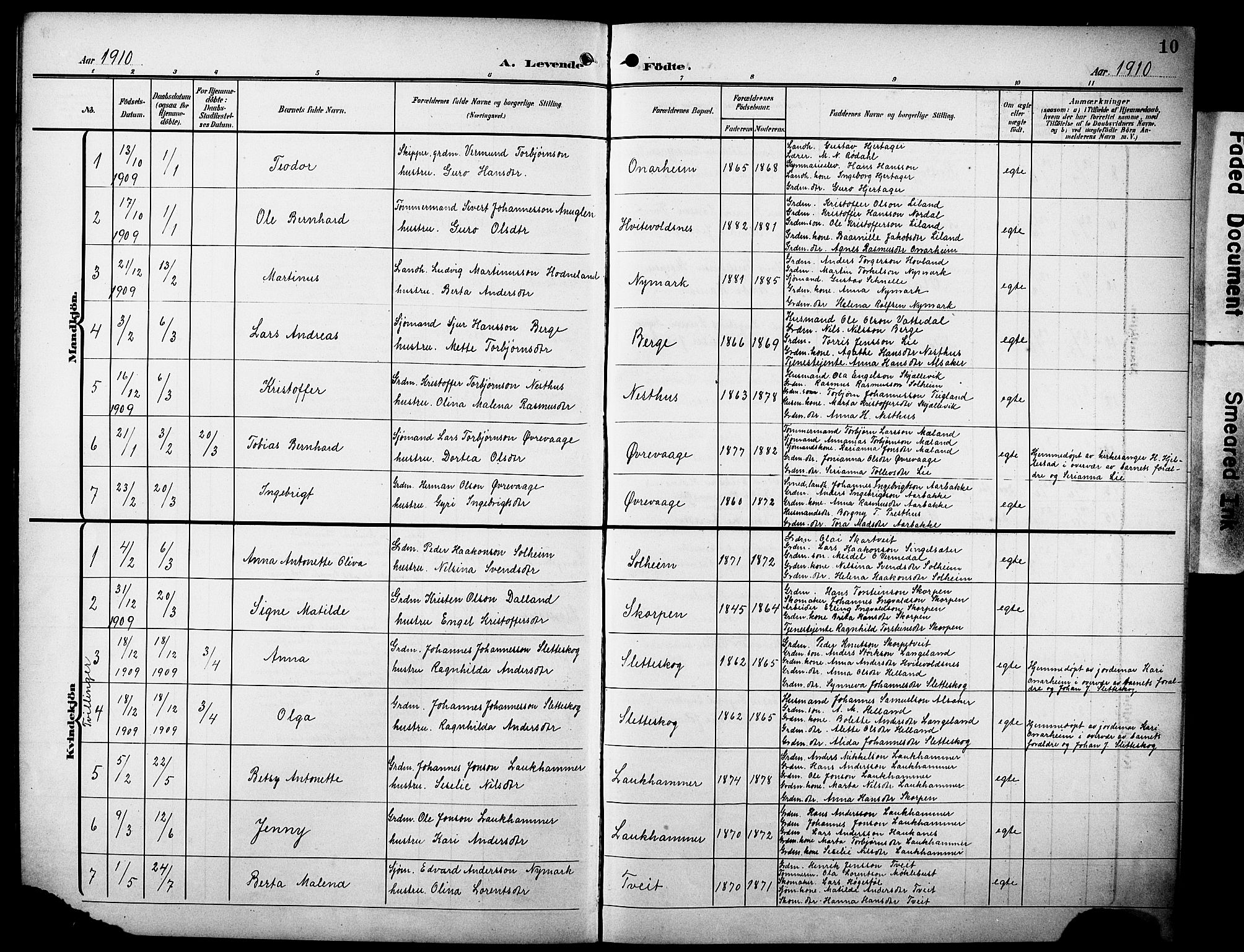 Tysnes sokneprestembete, AV/SAB-A-78601/H/Hab: Parish register (copy) no. C 3, 1908-1924, p. 10