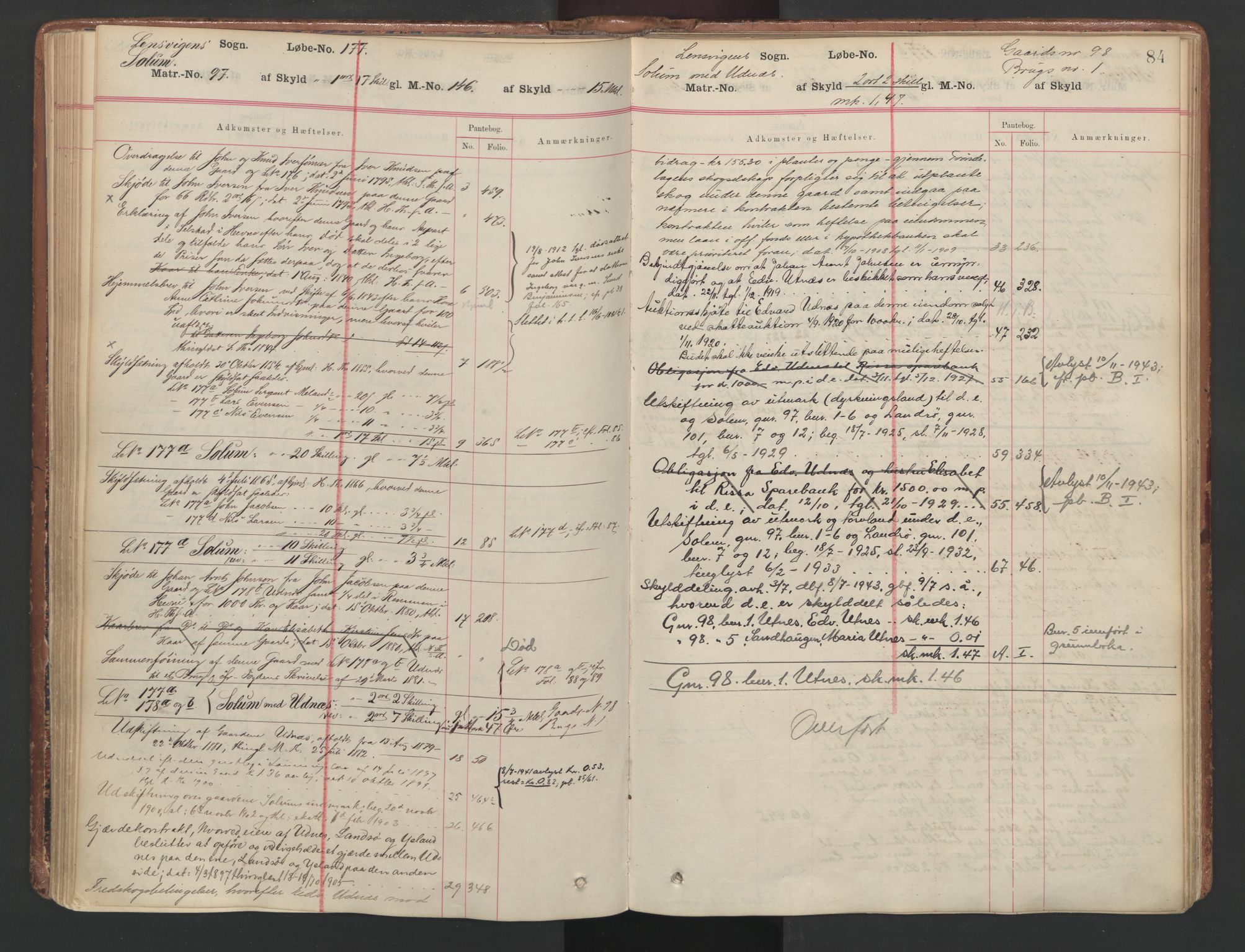 Fosen sorenskriveri, AV/SAT-A-1107/1/2/2A/L0037: Mortgage register no. 37, p. 84