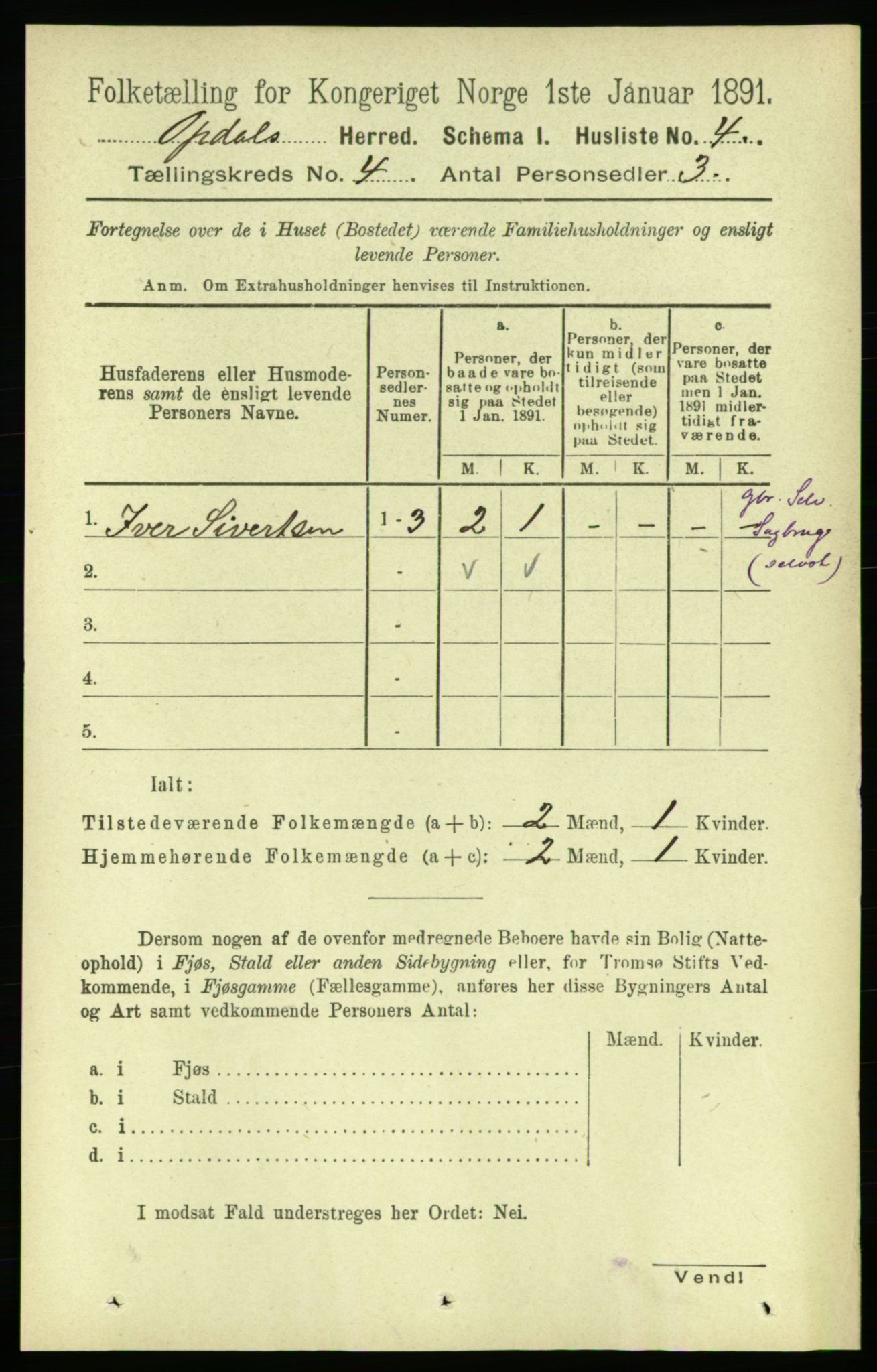 RA, 1891 census for 1634 Oppdal, 1891, p. 1734