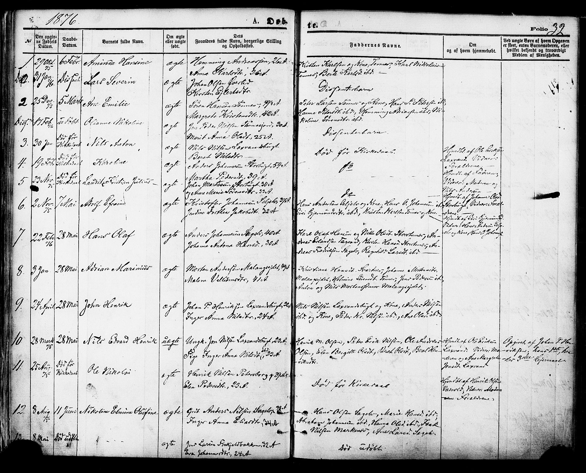 Balsfjord sokneprestembete, AV/SATØ-S-1303/G/Gaa/L0004kirke: Parish register (official) no. 4, 1871-1883, p. 32