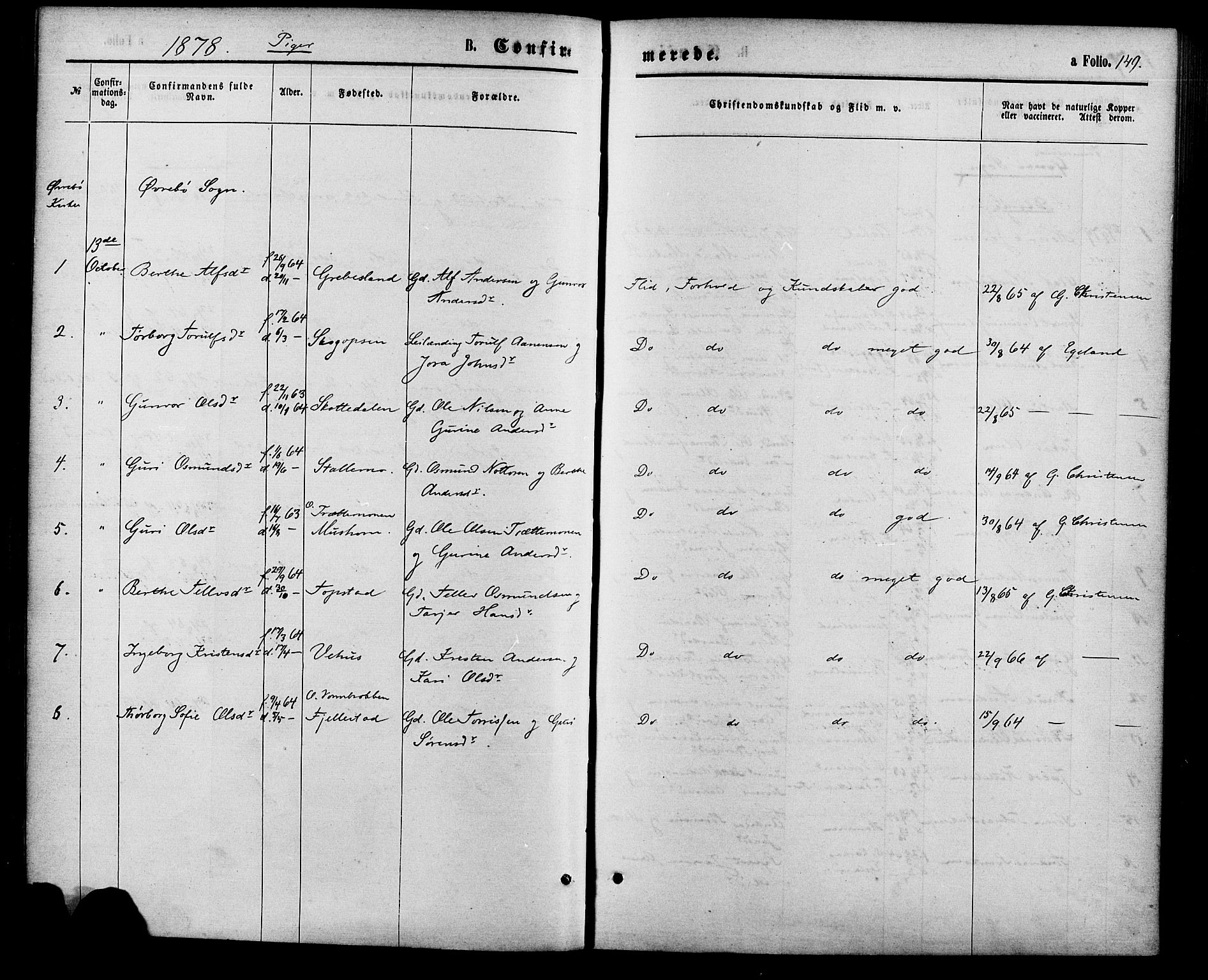 Vennesla sokneprestkontor, AV/SAK-1111-0045/Fa/Fac/L0008: Parish register (official) no. A 8, 1874-1883, p. 149