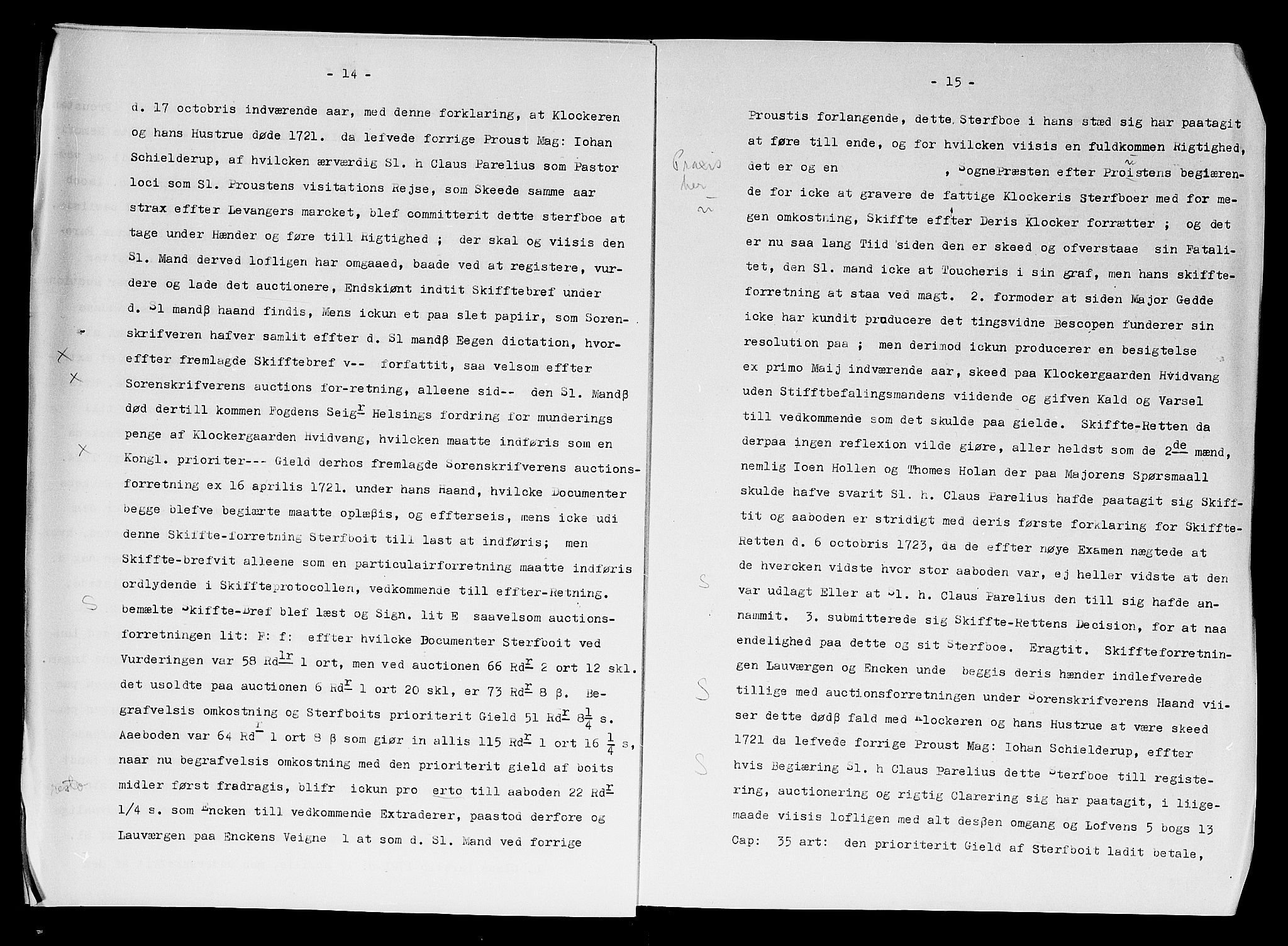 Innherad prosti, AV/SAT-A-6524/1/G/Ga/L0002: Justis- og skifteprotokoll, 1720-1740, p. 14-15