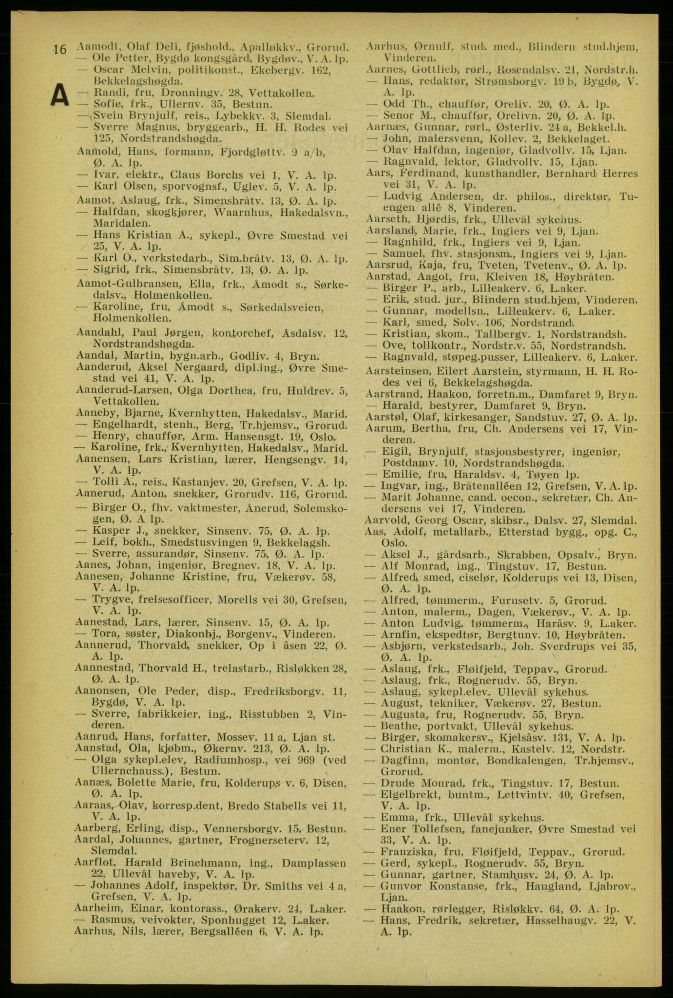 Aker adressebok/adressekalender, PUBL/001/A/005: Aker adressebok, 1934-1935, p. 16