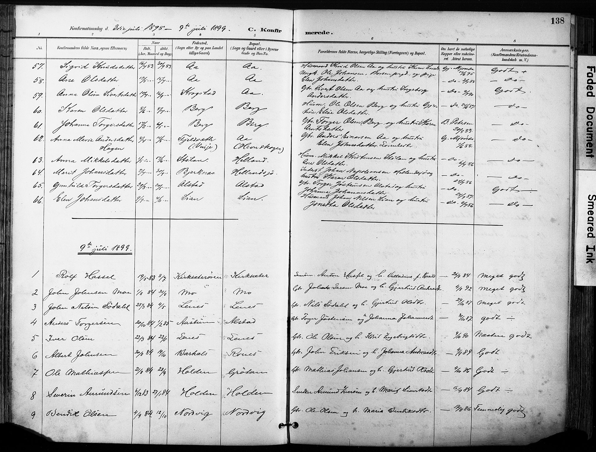Ministerialprotokoller, klokkerbøker og fødselsregistre - Sør-Trøndelag, SAT/A-1456/630/L0497: Parish register (official) no. 630A10, 1896-1910, p. 138