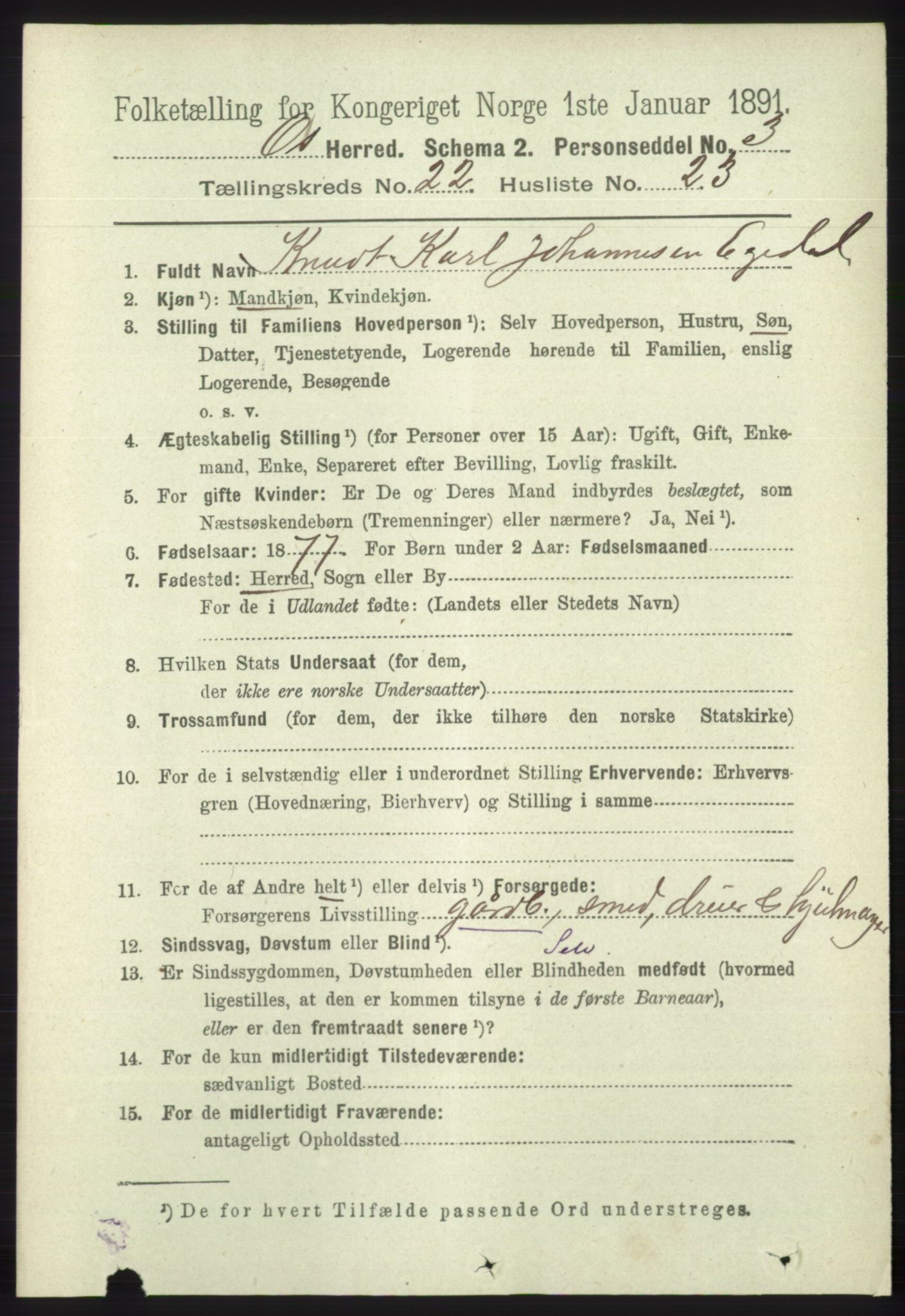 RA, 1891 census for 1243 Os, 1891, p. 5032