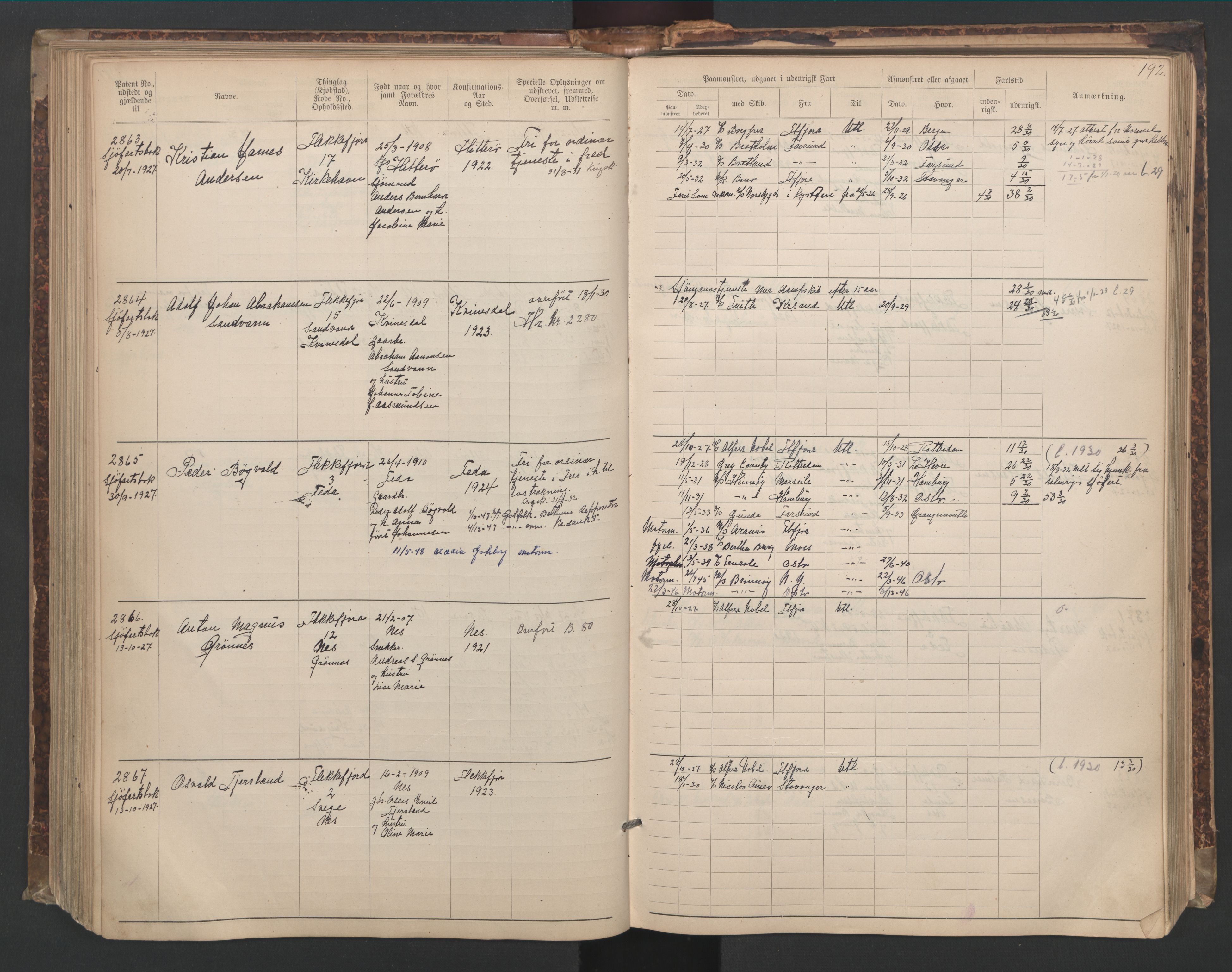 Flekkefjord mønstringskrets, AV/SAK-2031-0018/F/Fa/L0006: Annotasjonsrulle nr 1916-2964 med register, Æ-3, 1891-1948, p. 223