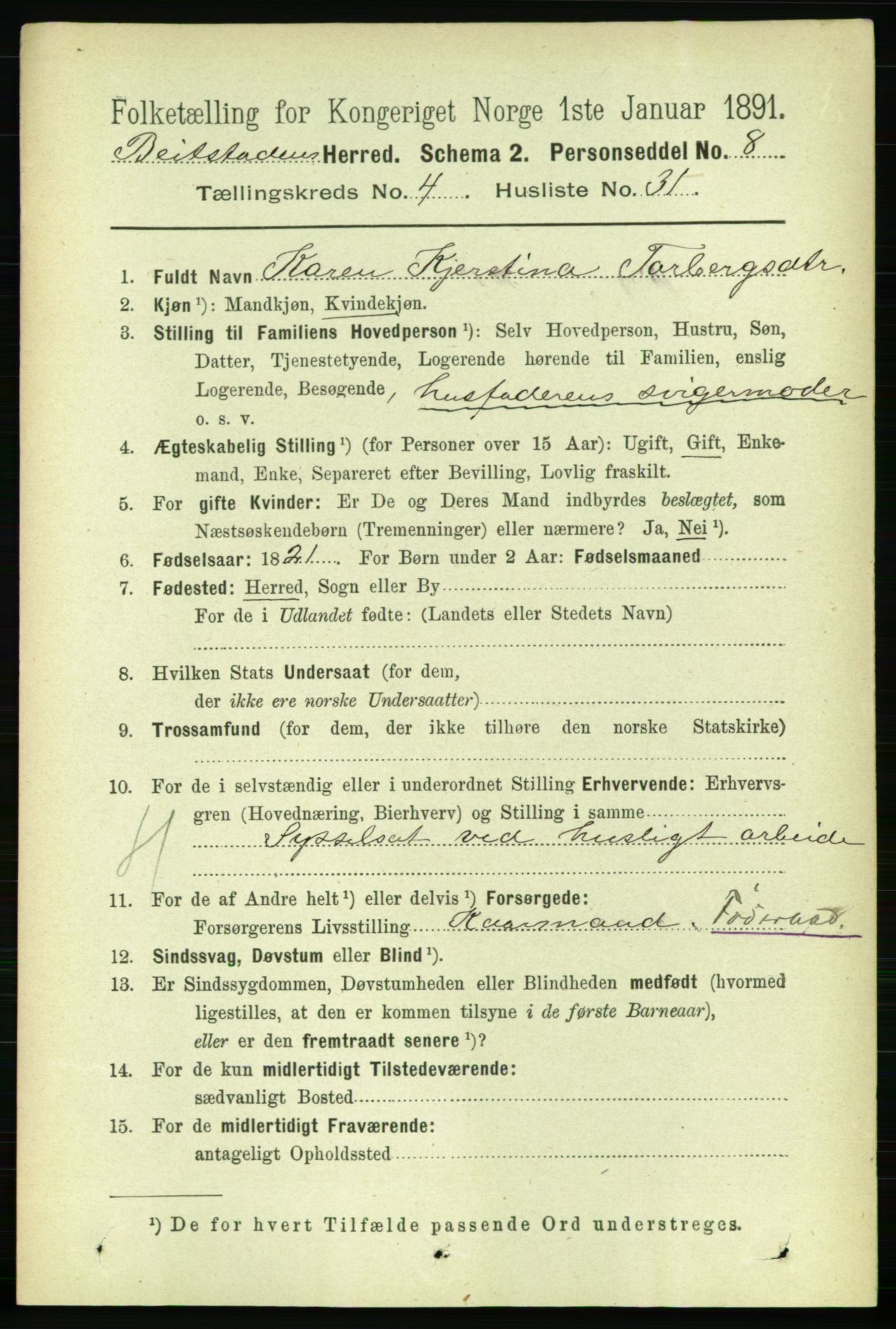 RA, 1891 census for 1727 Beitstad, 1891, p. 1188