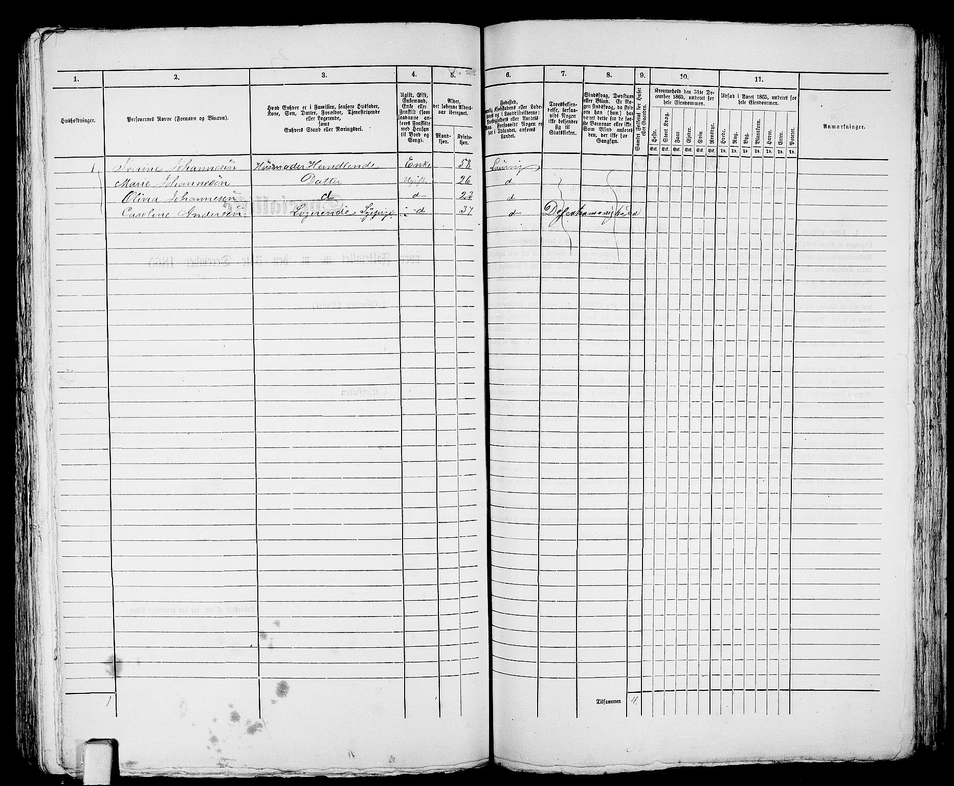 RA, 1865 census for Larvik, 1865, p. 543