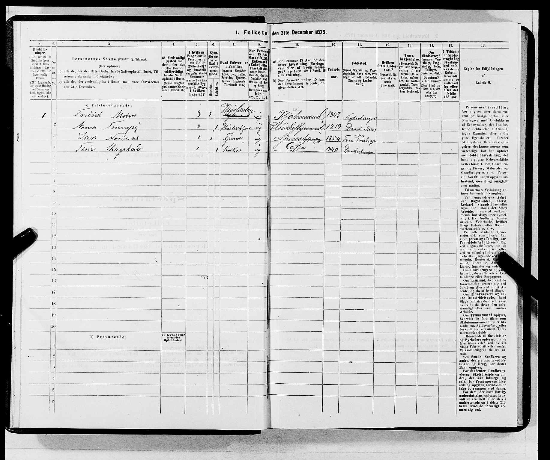 SAB, 1875 census for 1301 Bergen, 1875, p. 5693