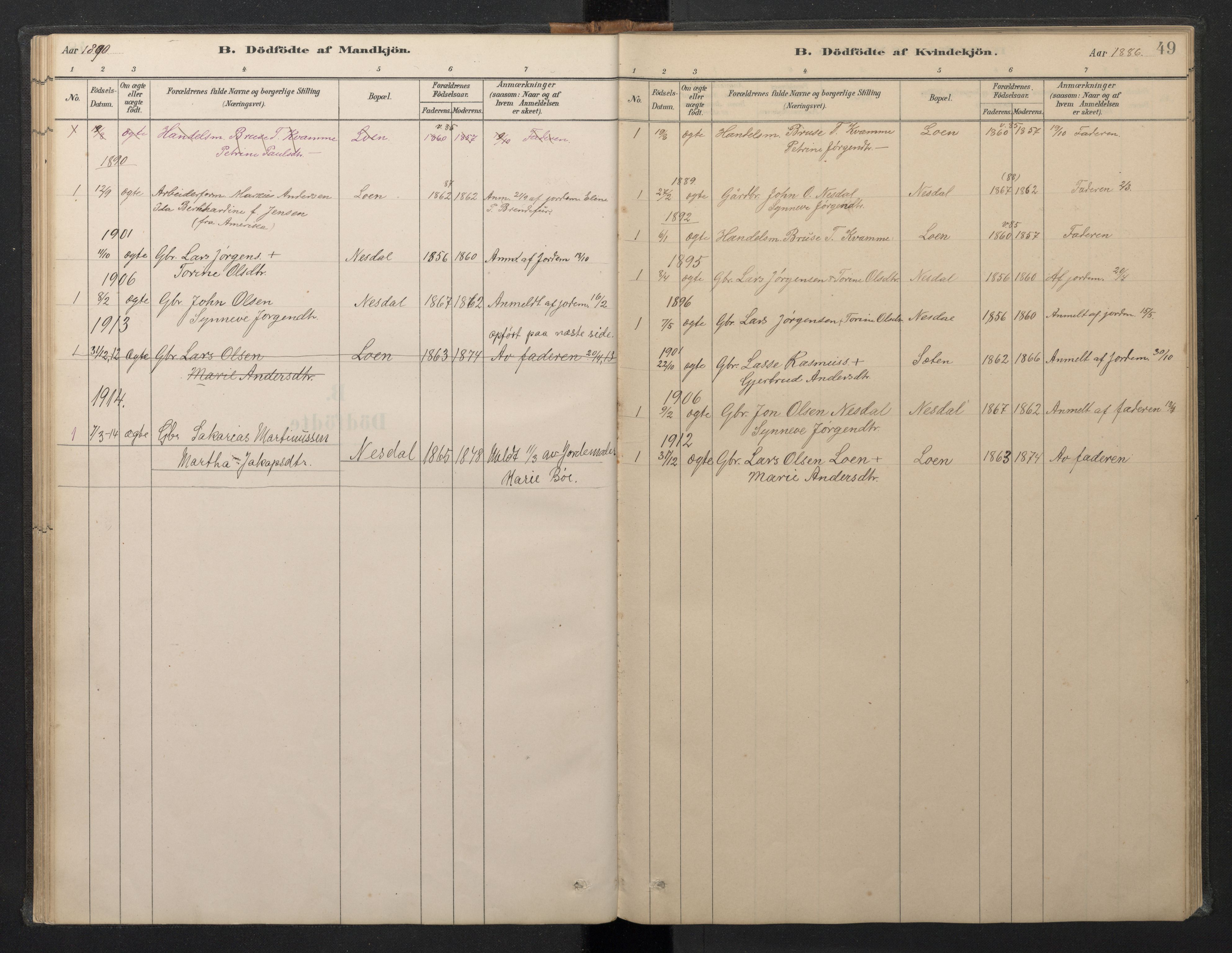 Stryn Sokneprestembete, AV/SAB-A-82501: Parish register (copy) no. B 3, 1881-1918, p. 48b-49a