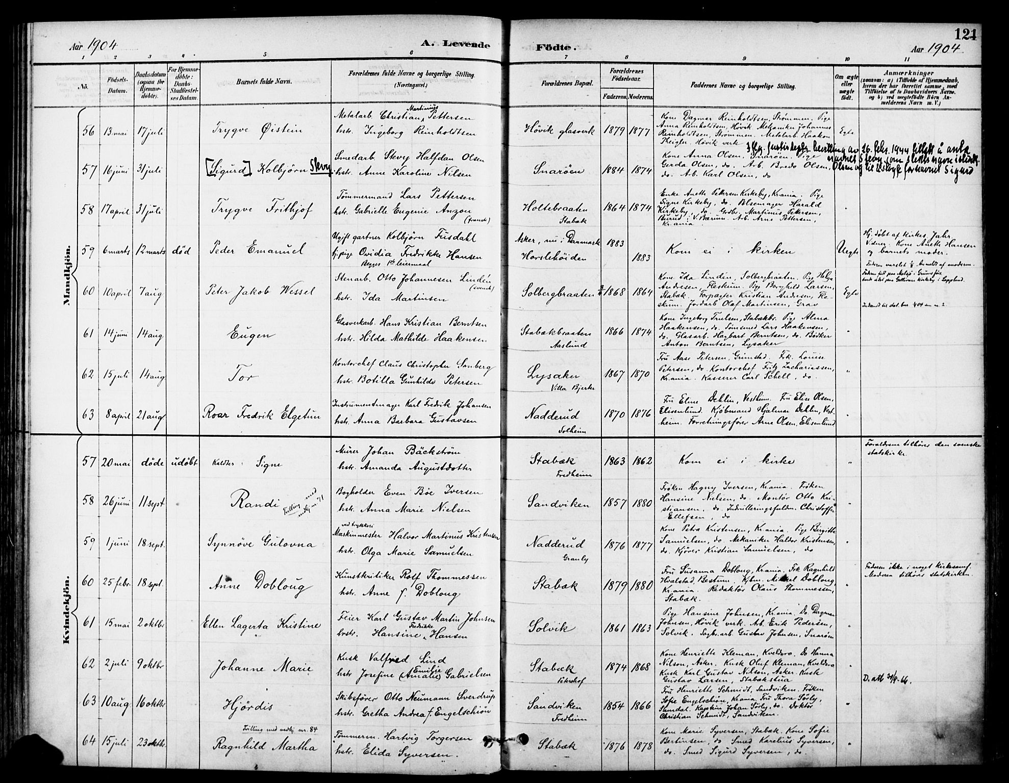Asker prestekontor Kirkebøker, SAO/A-10256a/F/Fc/L0003: Parish register (official) no. III 3, 1892-1904, p. 121