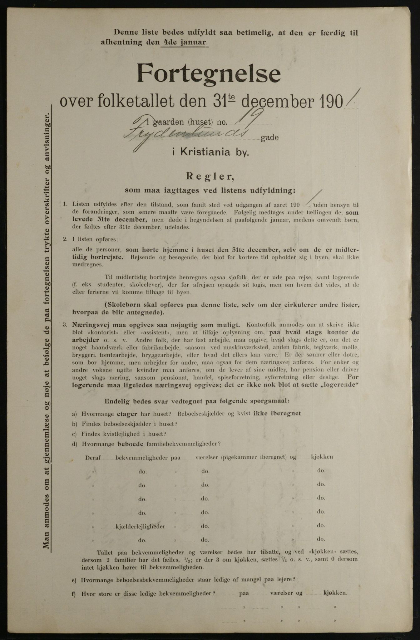 OBA, Municipal Census 1901 for Kristiania, 1901, p. 4552