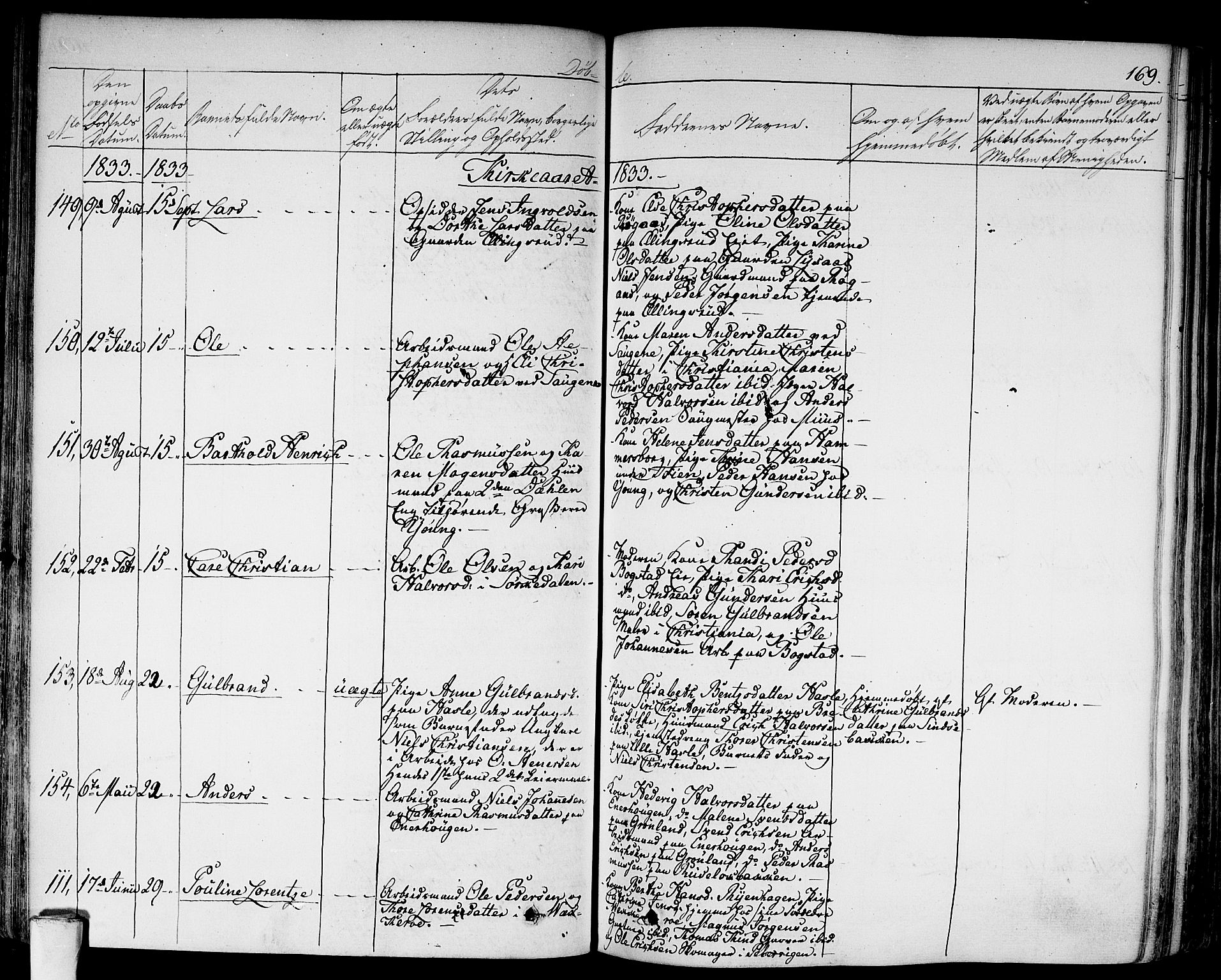 Aker prestekontor kirkebøker, SAO/A-10861/F/L0013: Parish register (official) no. 13, 1828-1837, p. 169