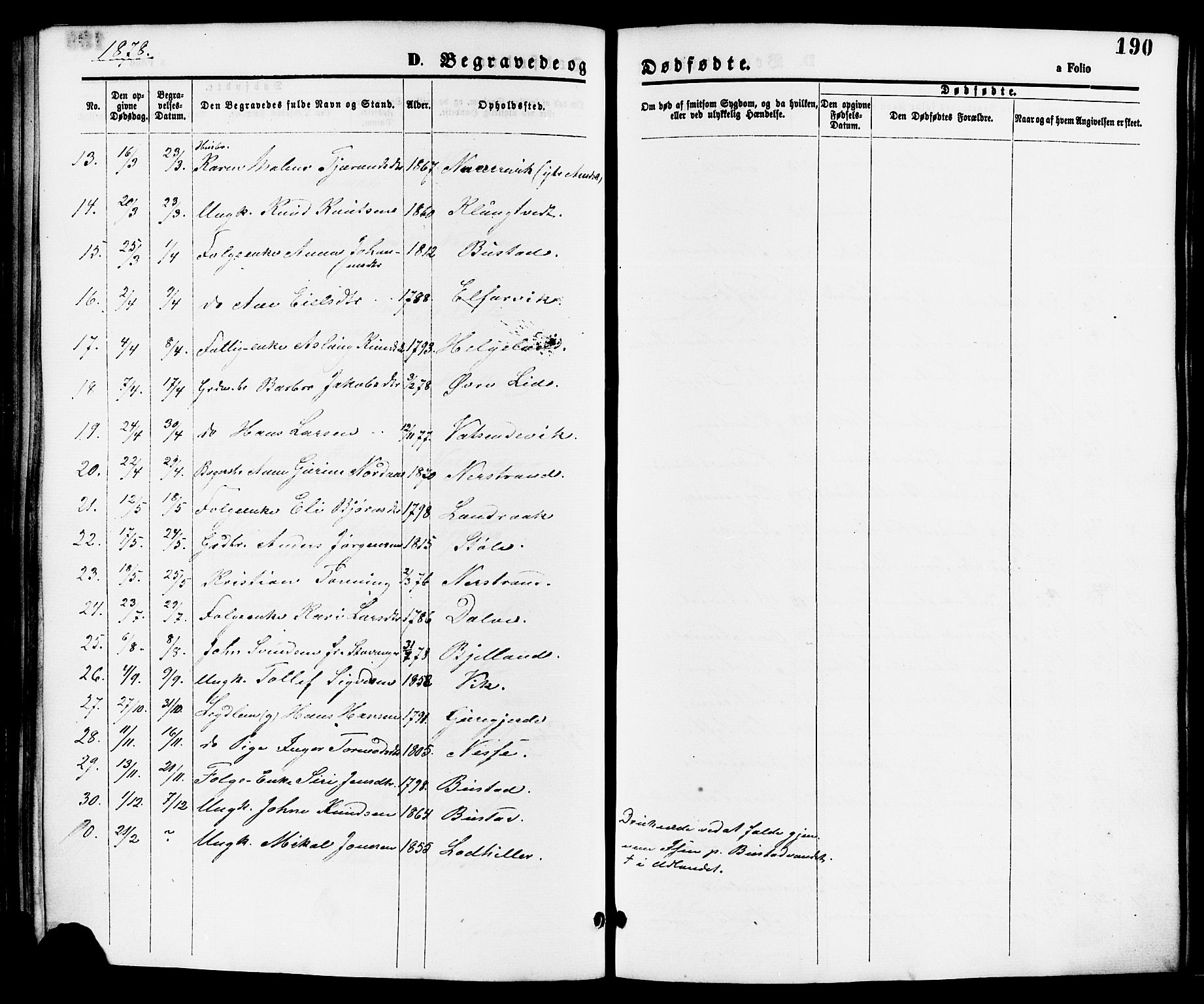 Nedstrand sokneprestkontor, SAST/A-101841/01/IV: Parish register (official) no. A 11, 1877-1887, p. 190