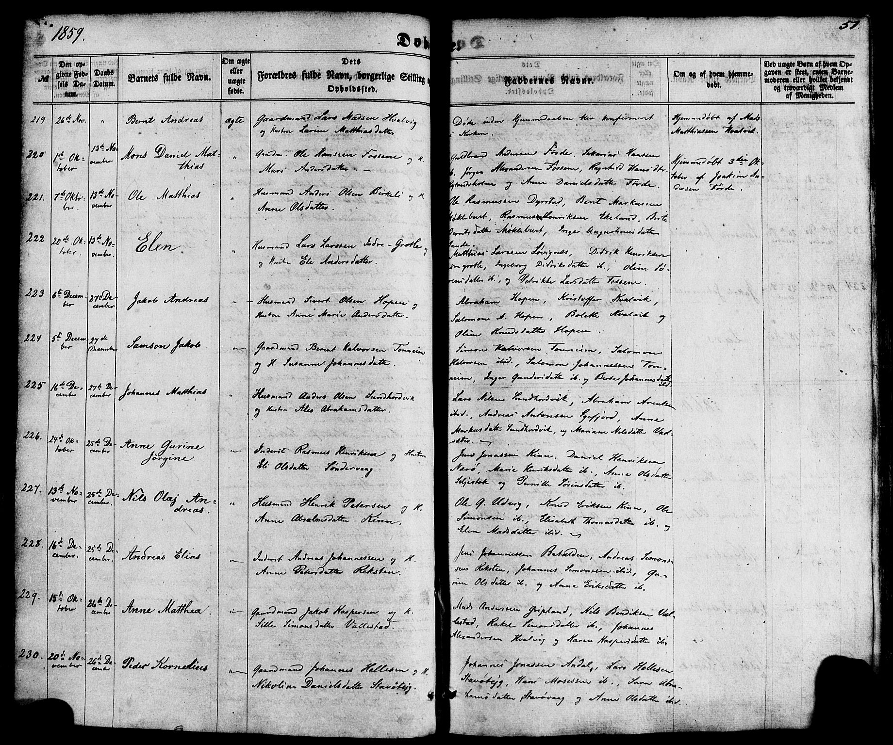 Kinn sokneprestembete, SAB/A-80801/H/Haa/Haaa/L0006: Parish register (official) no. A 6, 1857-1885, p. 51