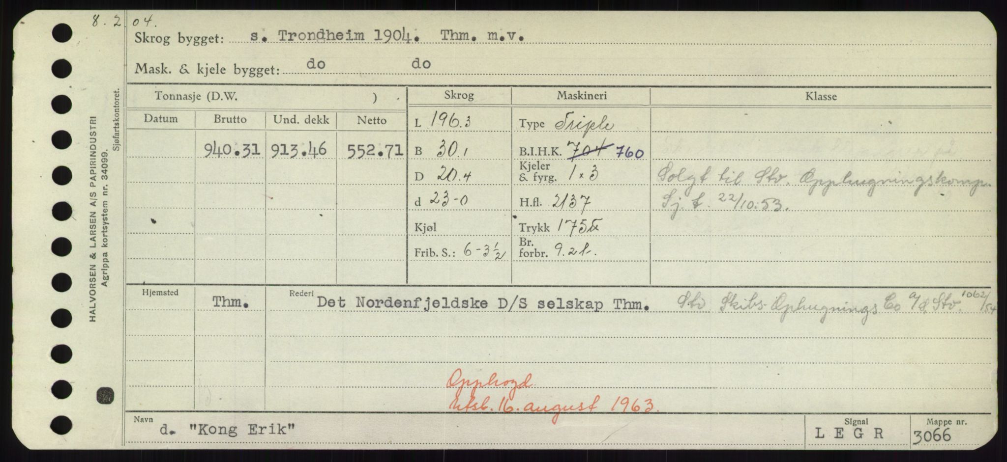 Sjøfartsdirektoratet med forløpere, Skipsmålingen, RA/S-1627/H/Hd/L0020: Fartøy, K-Kon, p. 483