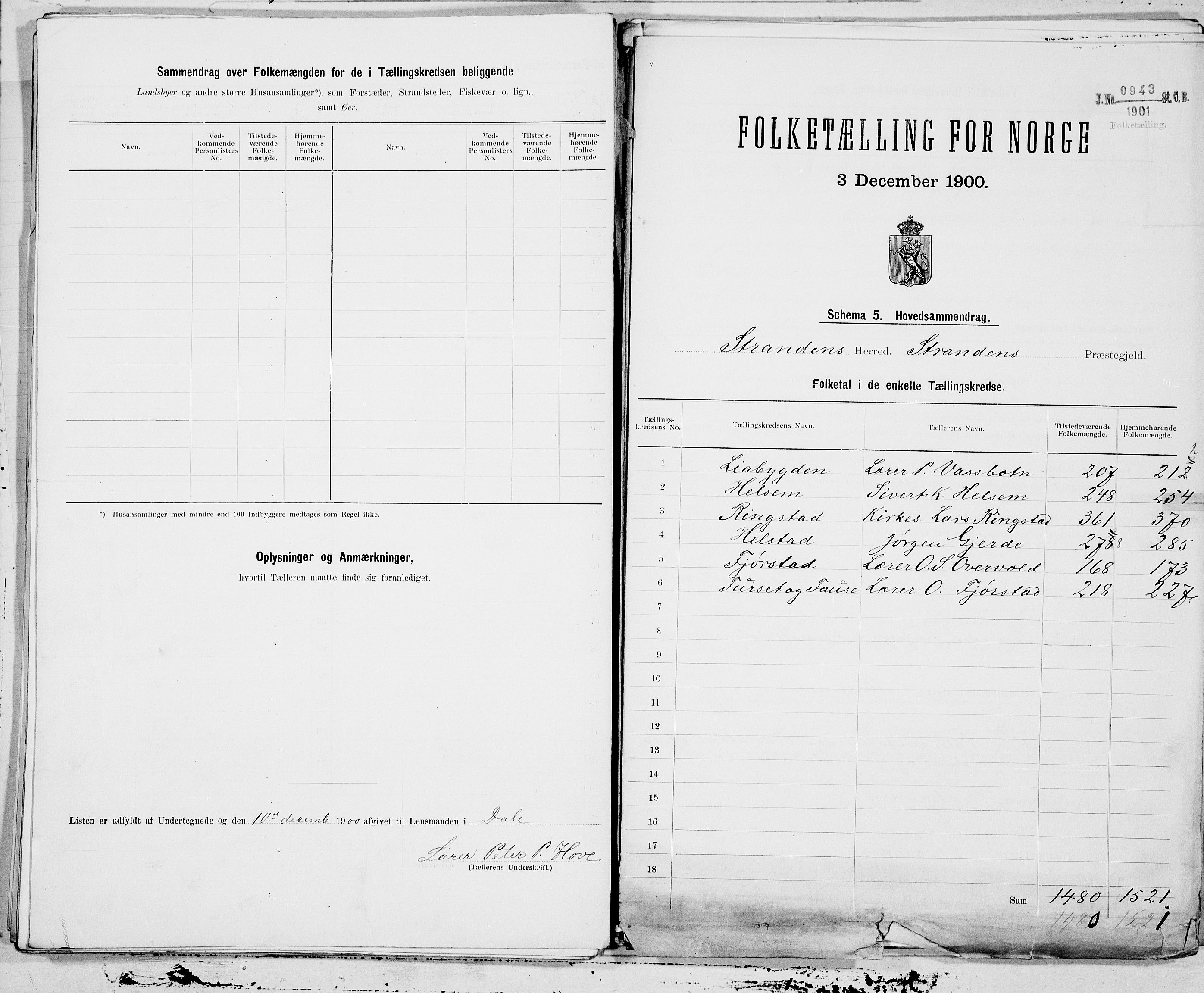 SAT, 1900 census for Stranda, 1900, p. 20