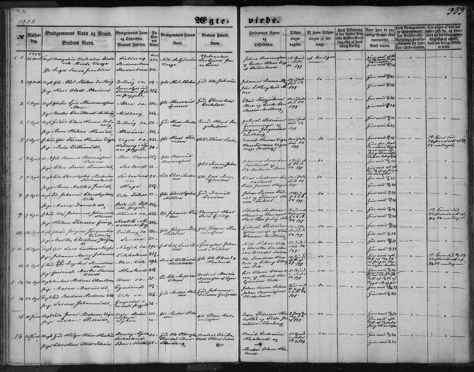 Skudenes sokneprestkontor, SAST/A -101849/H/Ha/Haa/L0005: Parish register (official) no. A 3.2, 1847-1863, p. 353