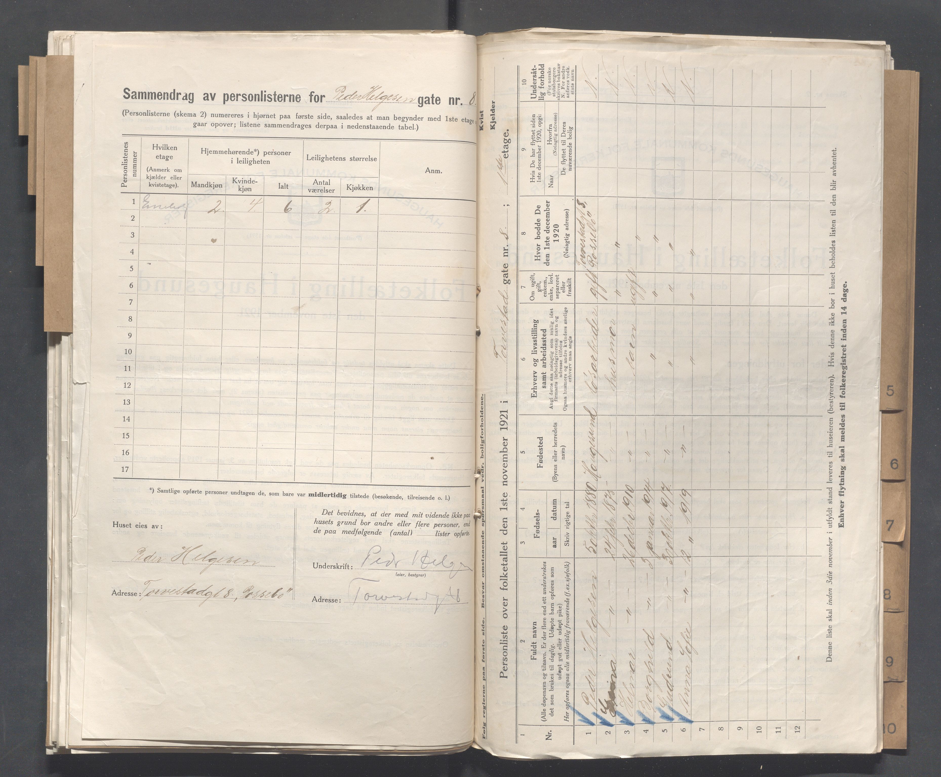 IKAR, Local census 1.11.1921 for Haugesund, 1921, p. 5470