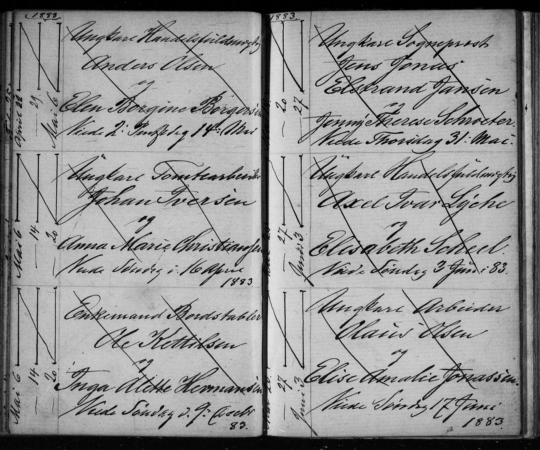 Bragernes kirkebøker, AV/SAKO-A-6/H/Ha/L0006: Banns register no. 6, 1873-1896