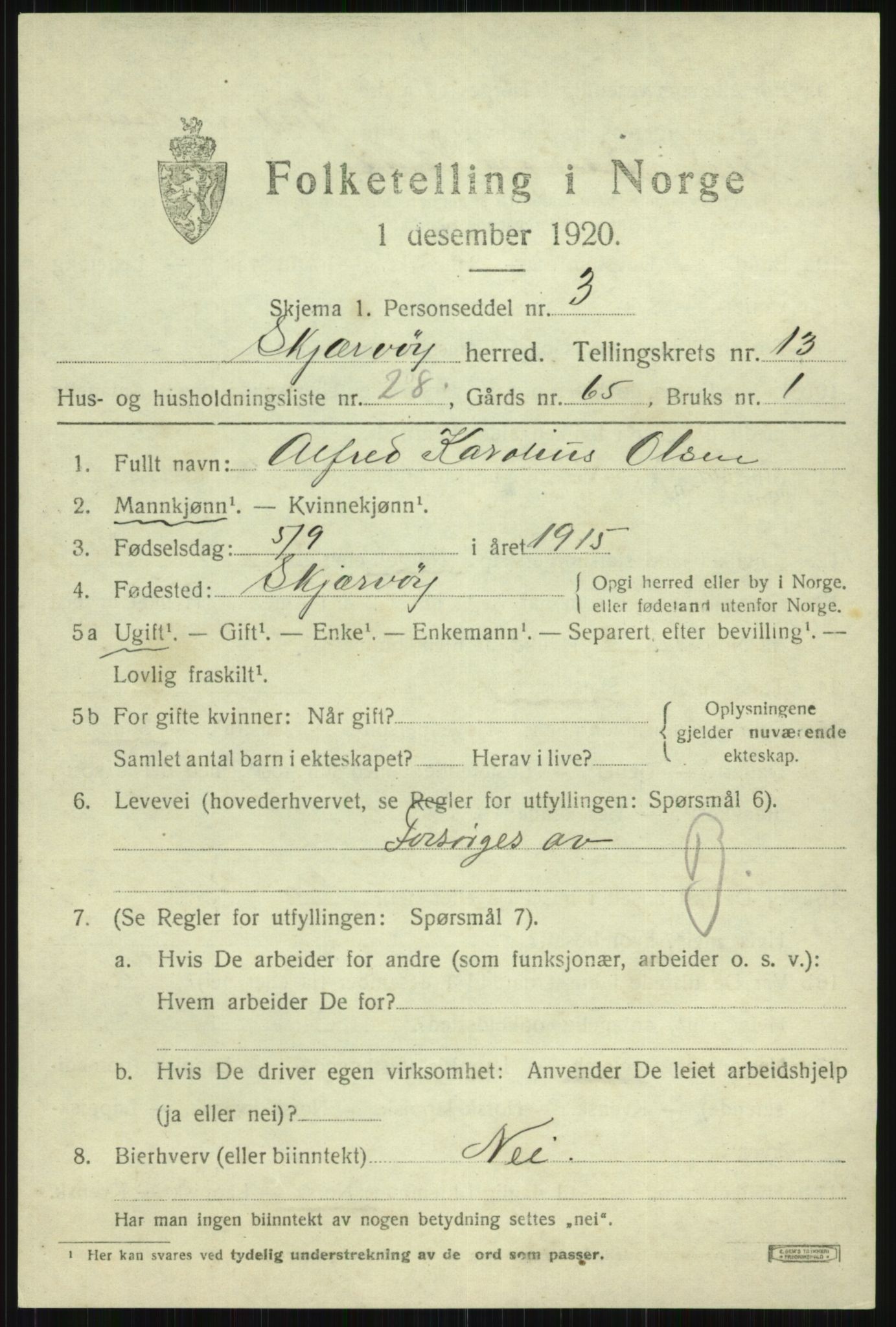 SATØ, 1920 census for Skjervøy, 1920, p. 6727