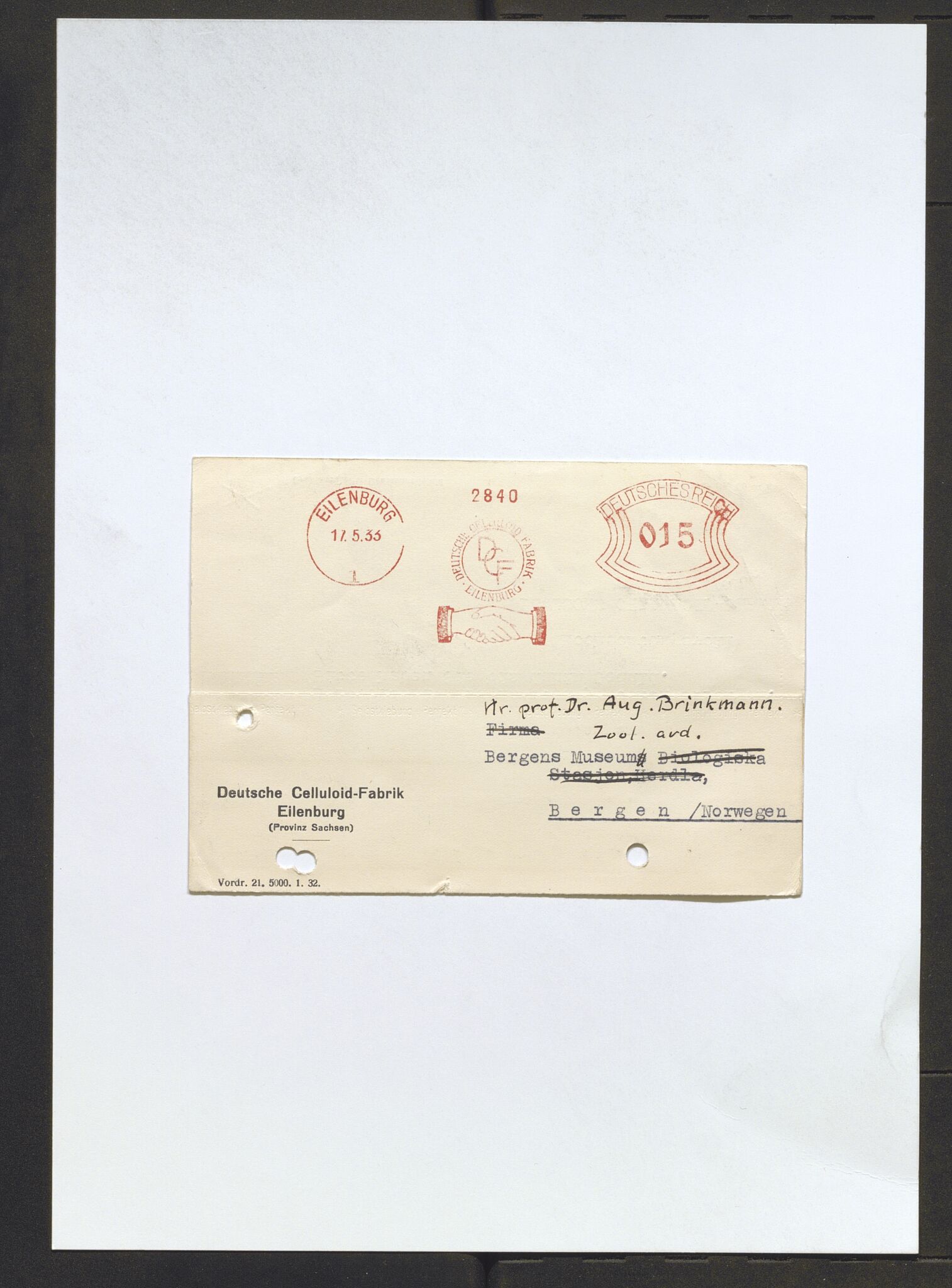 Bergens Museum, AV/SAB-A-17301/13/D/L0002: Korrespondanse , 1928-1940, p. 410