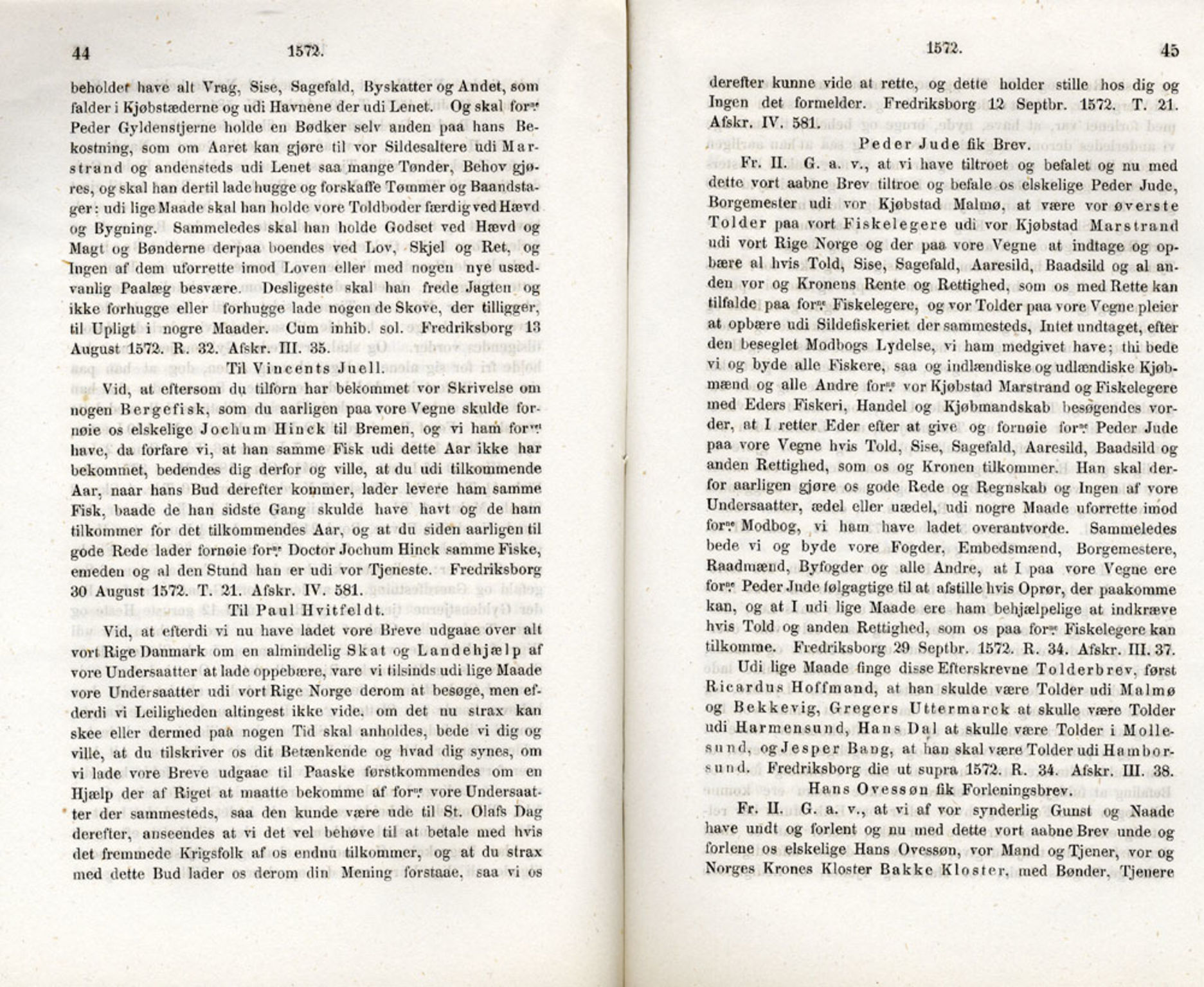 Publikasjoner utgitt av Det Norske Historiske Kildeskriftfond, PUBL/-/-/-: Norske Rigs-Registranter, bind 2, 1572-1588, p. 44-45