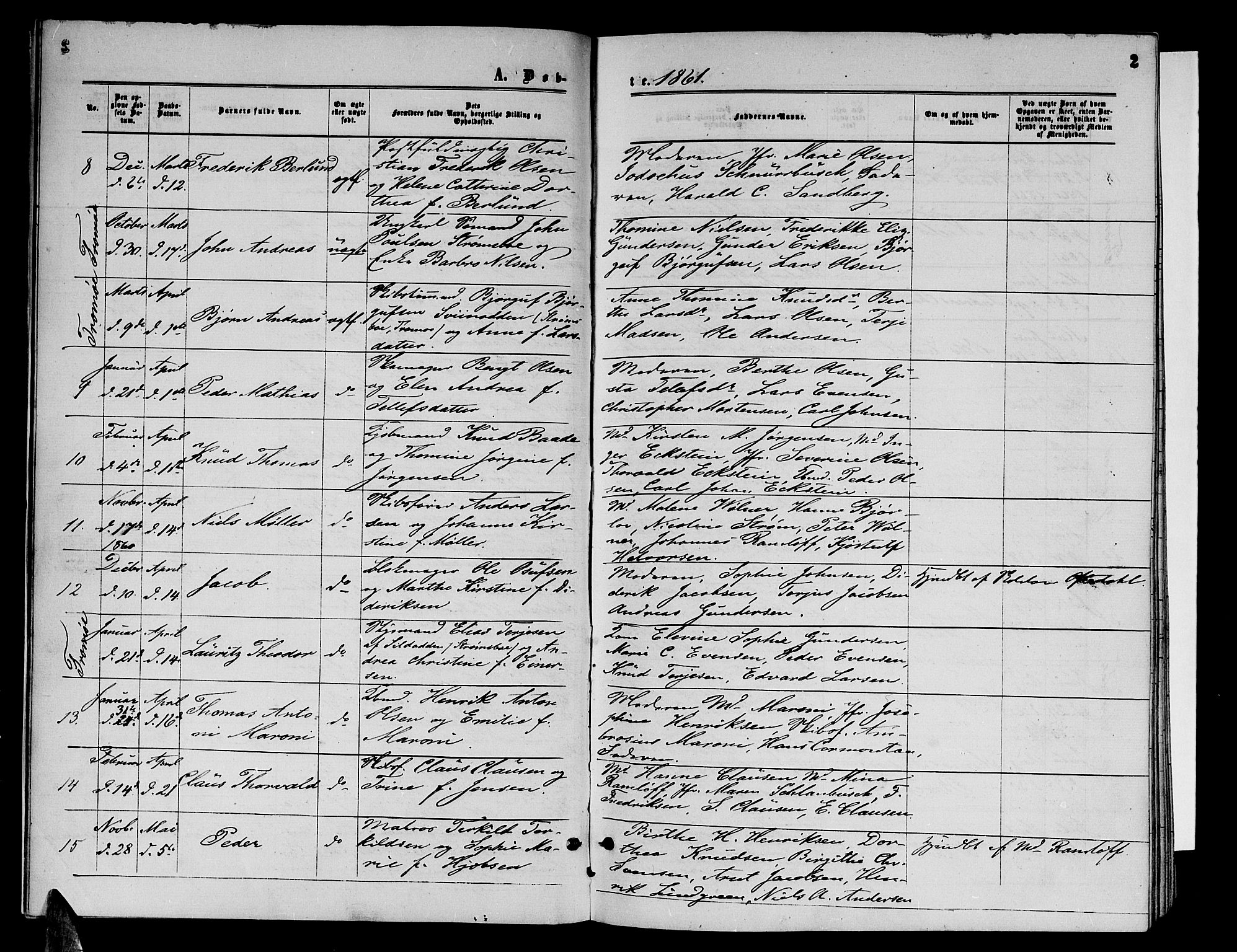 Arendal sokneprestkontor, Trefoldighet, AV/SAK-1111-0040/F/Fb/L0004: Parish register (copy) no. B 4, 1861-1873, p. 2