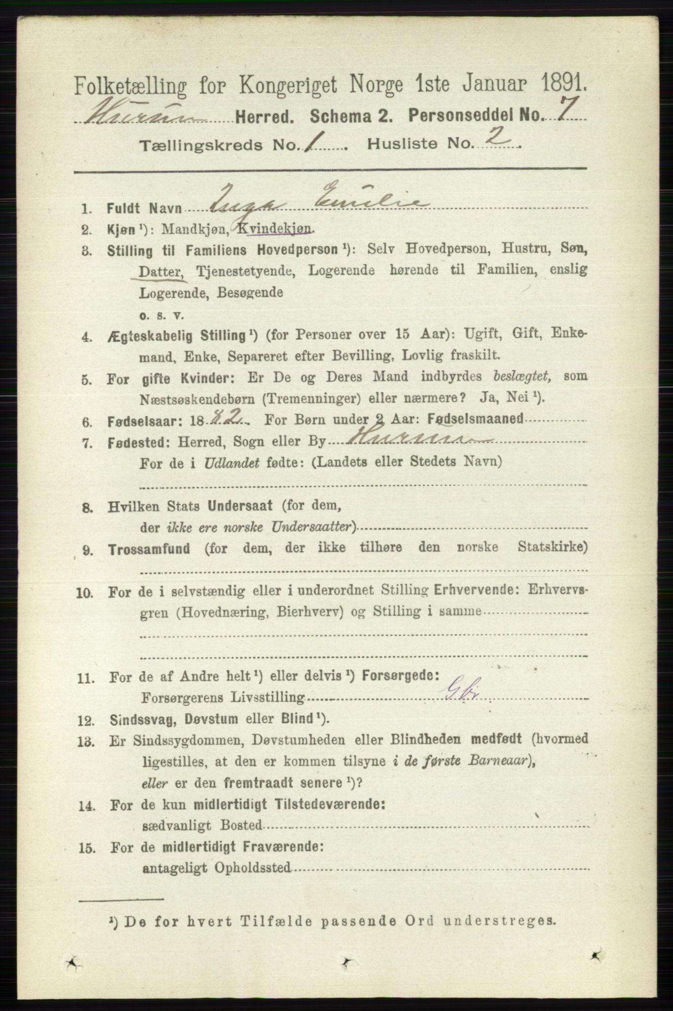 RA, 1891 census for 0628 Hurum, 1891, p. 93