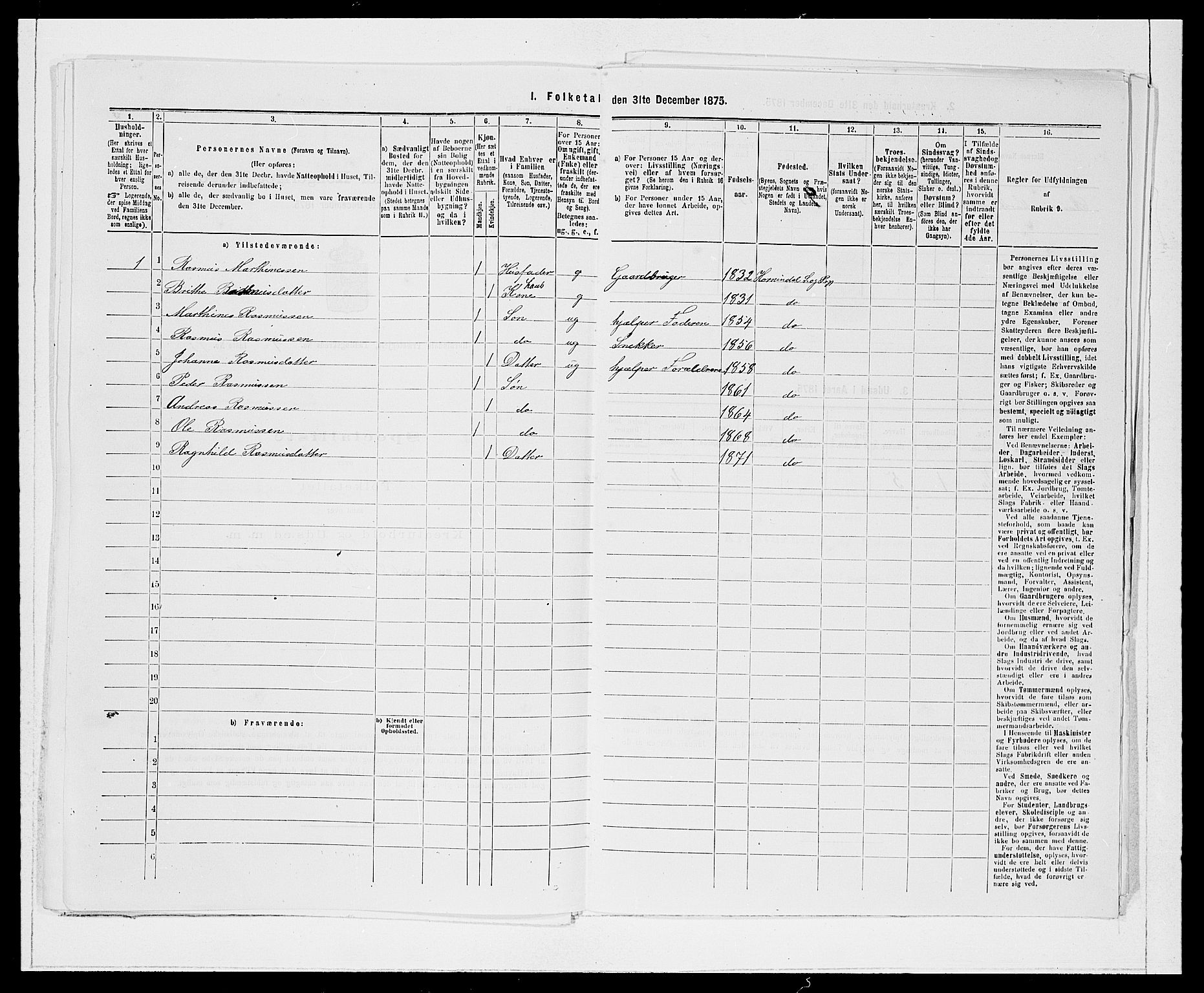 SAB, 1875 Census for 1444P Hornindal, 1875, p. 542