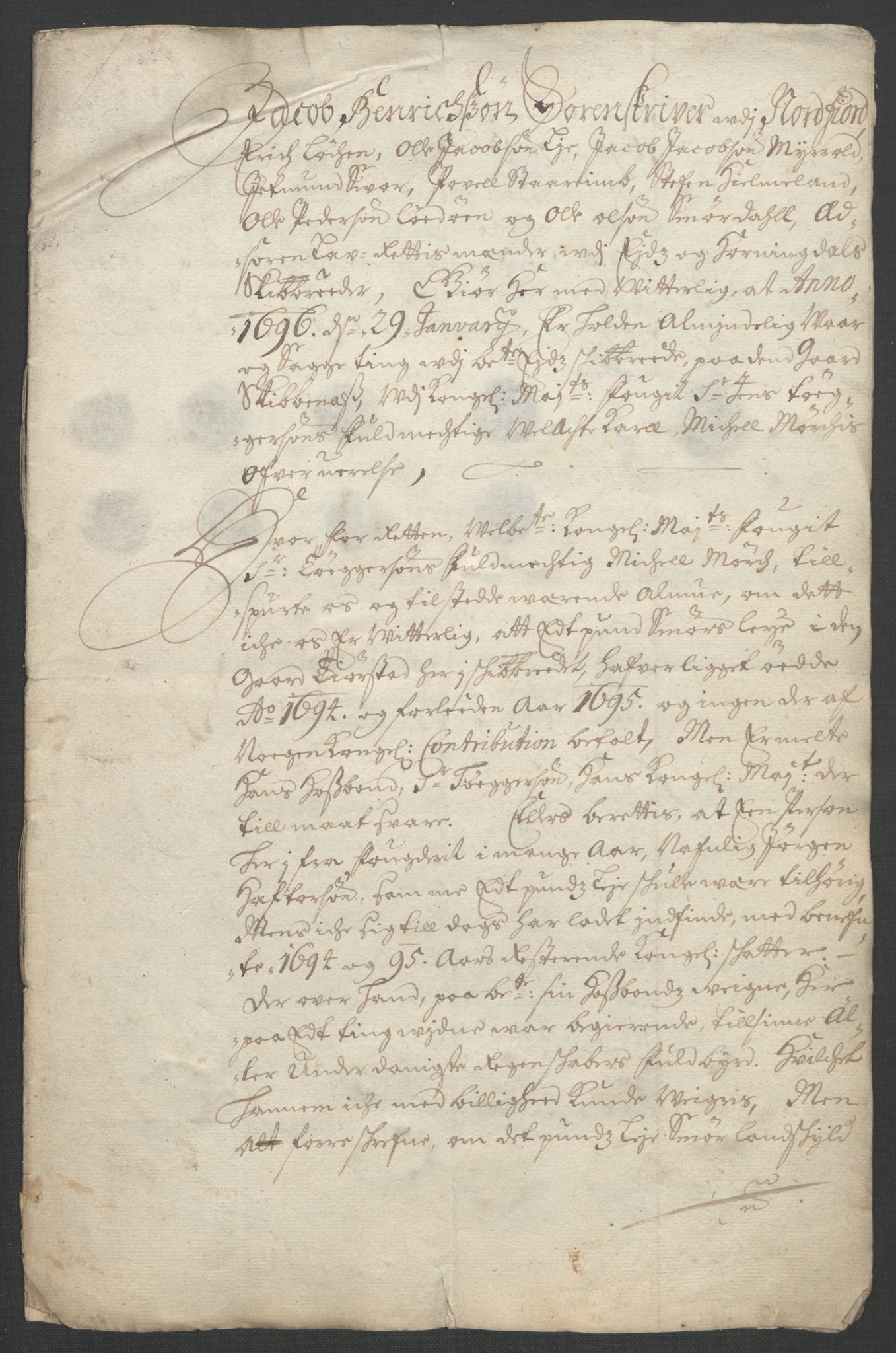 Rentekammeret inntil 1814, Reviderte regnskaper, Fogderegnskap, AV/RA-EA-4092/R53/L3422: Fogderegnskap Sunn- og Nordfjord, 1695-1696, p. 205