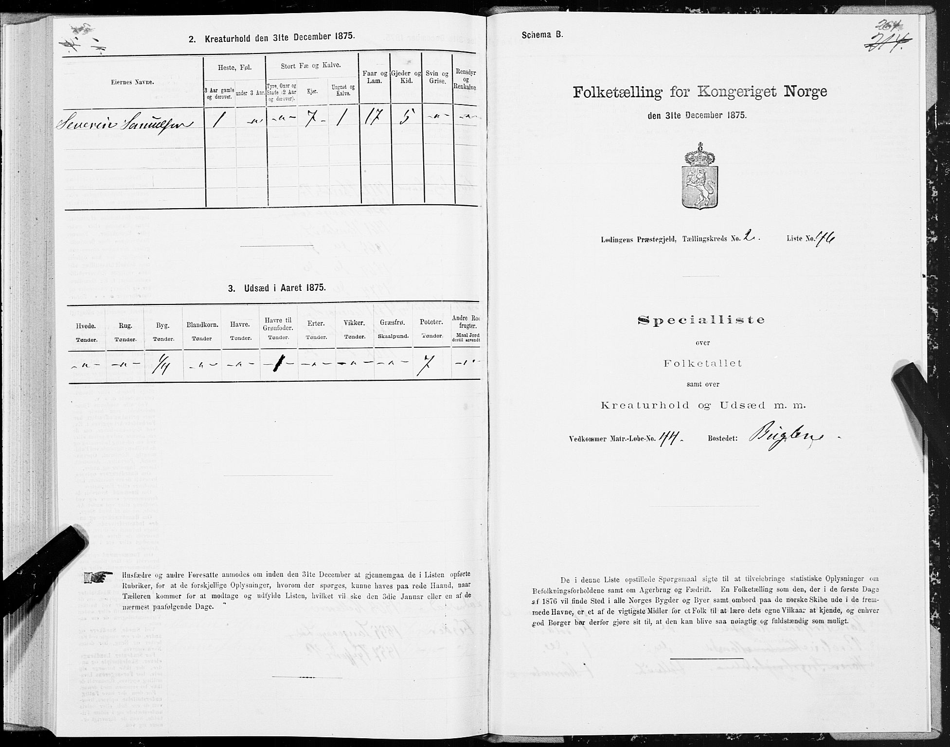 SAT, 1875 census for 1851P Lødingen, 1875, p. 1264