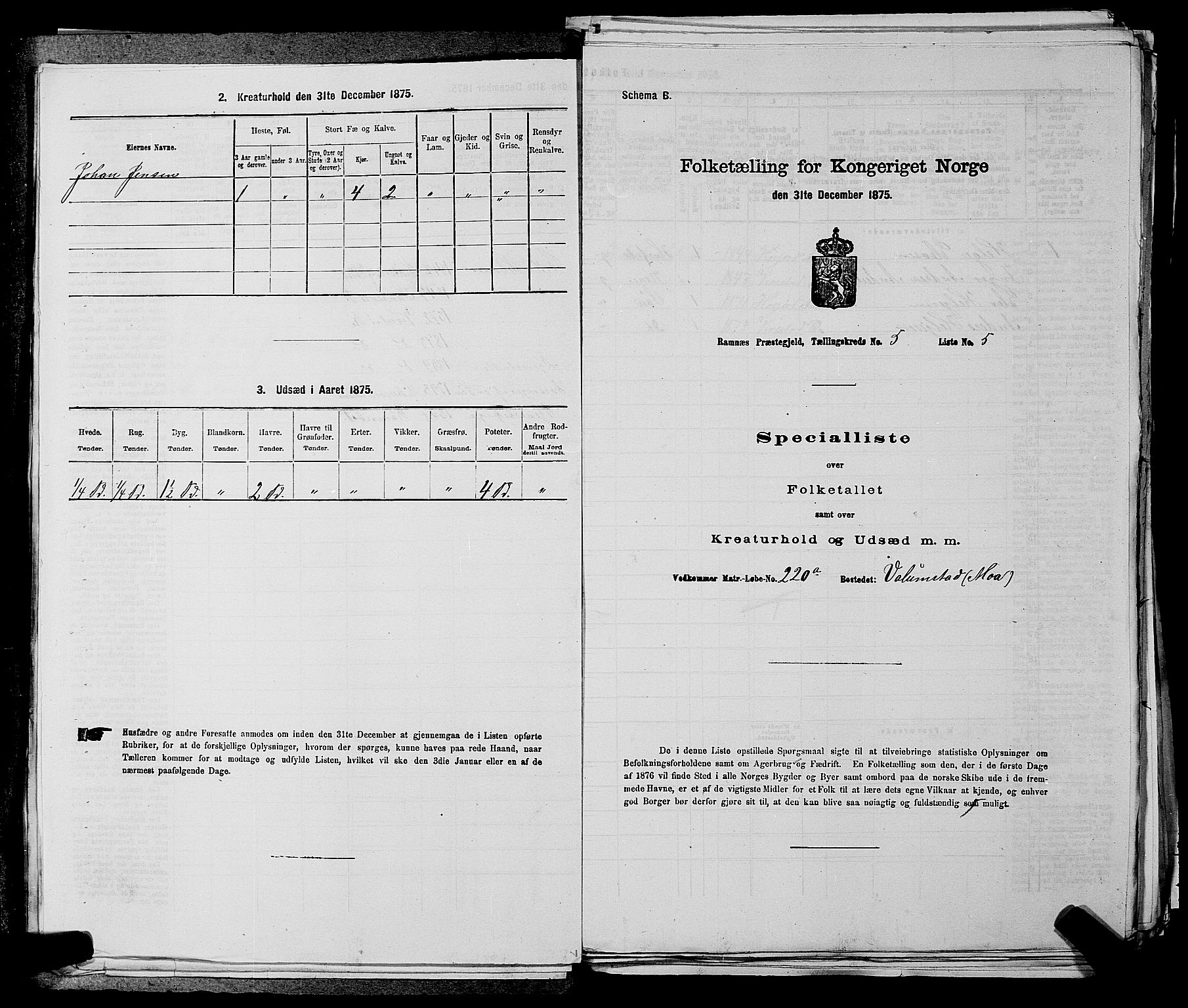 SAKO, 1875 census for 0718P Ramnes, 1875, p. 738