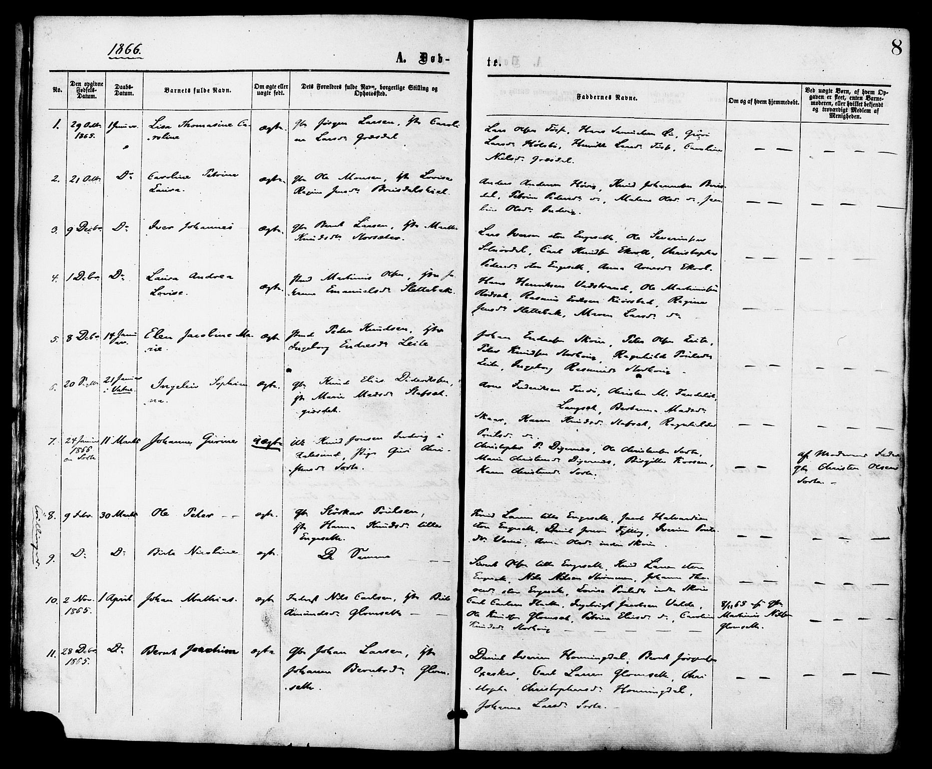 Ministerialprotokoller, klokkerbøker og fødselsregistre - Møre og Romsdal, AV/SAT-A-1454/524/L0355: Parish register (official) no. 524A07, 1864-1879, p. 8