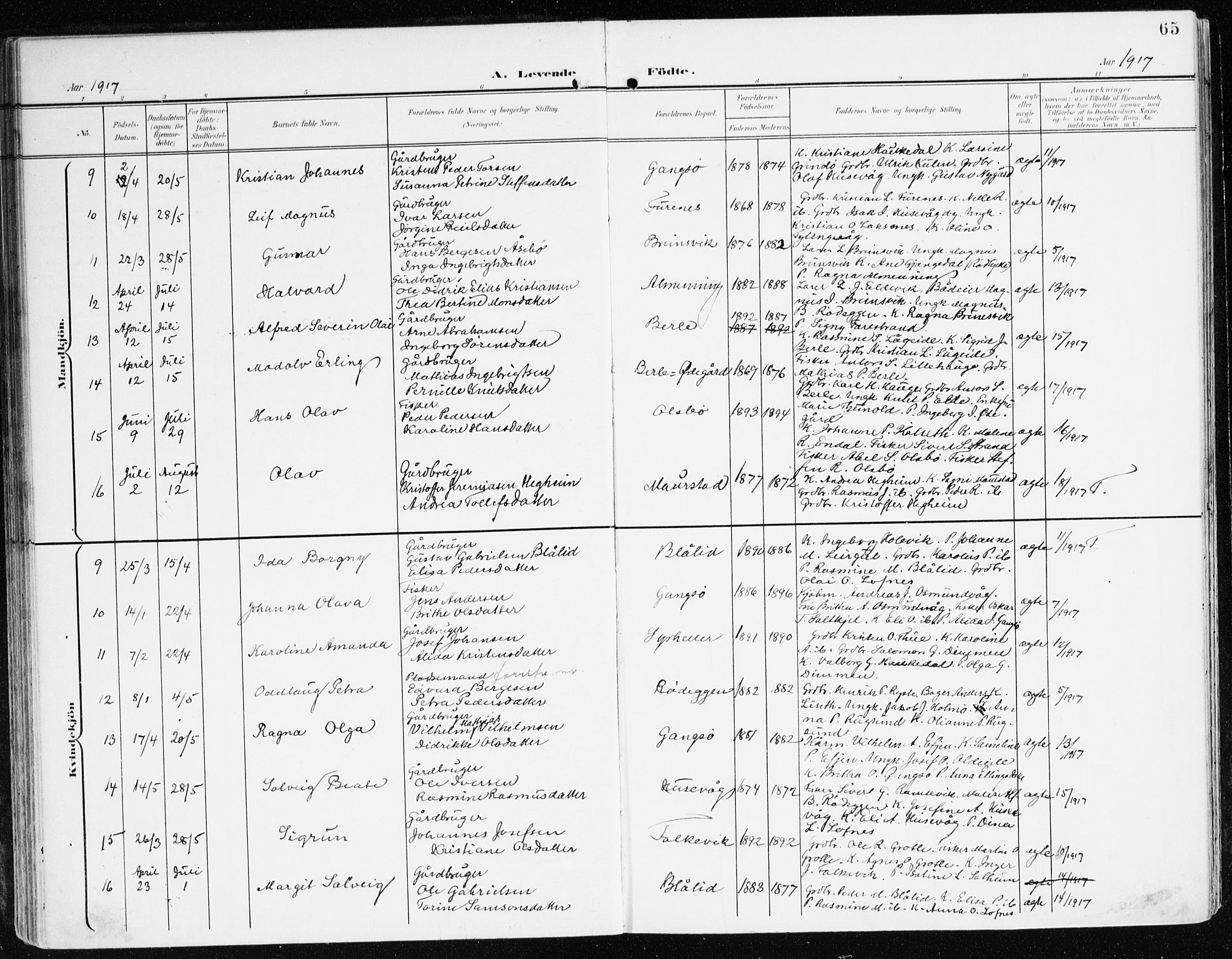 Davik sokneprestembete, AV/SAB-A-79701/H/Haa/Haad/L0002: Parish register (official) no. D 2, 1901-1930, p. 65