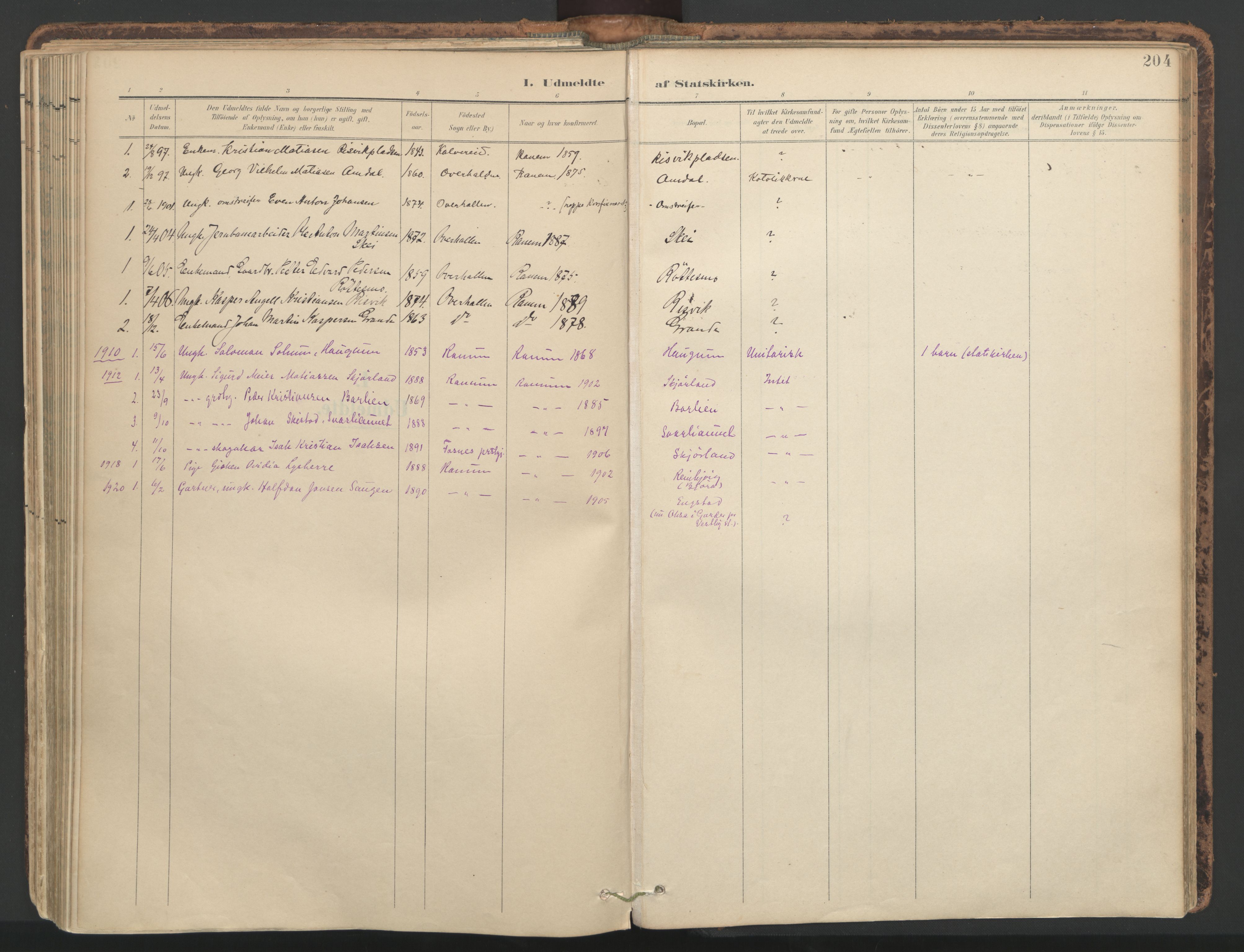 Ministerialprotokoller, klokkerbøker og fødselsregistre - Nord-Trøndelag, SAT/A-1458/764/L0556: Parish register (official) no. 764A11, 1897-1924, p. 204