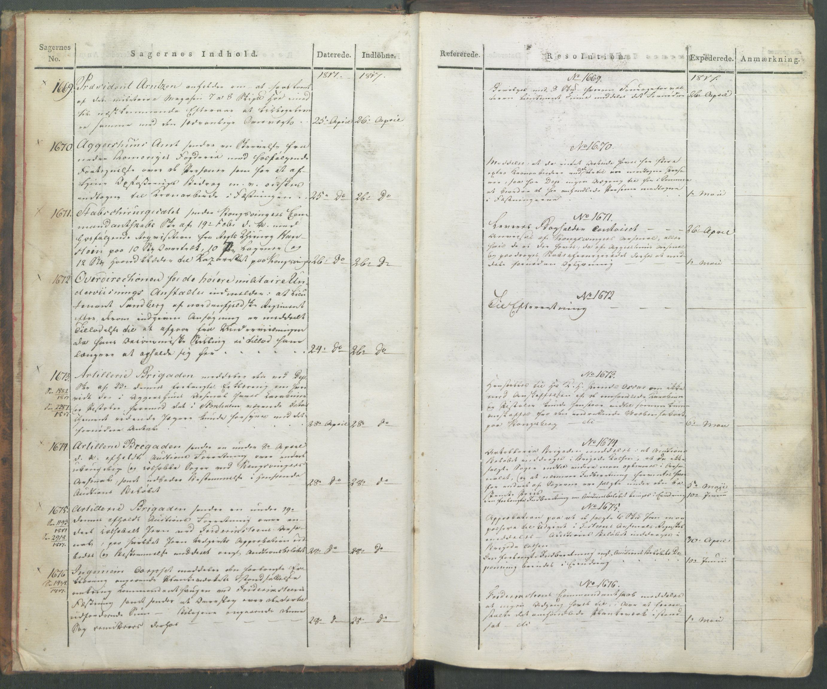 Armédepartementet, AV/RA-RAFA-3493/C/Ca/L0012: 6. Departements Journal, 1817