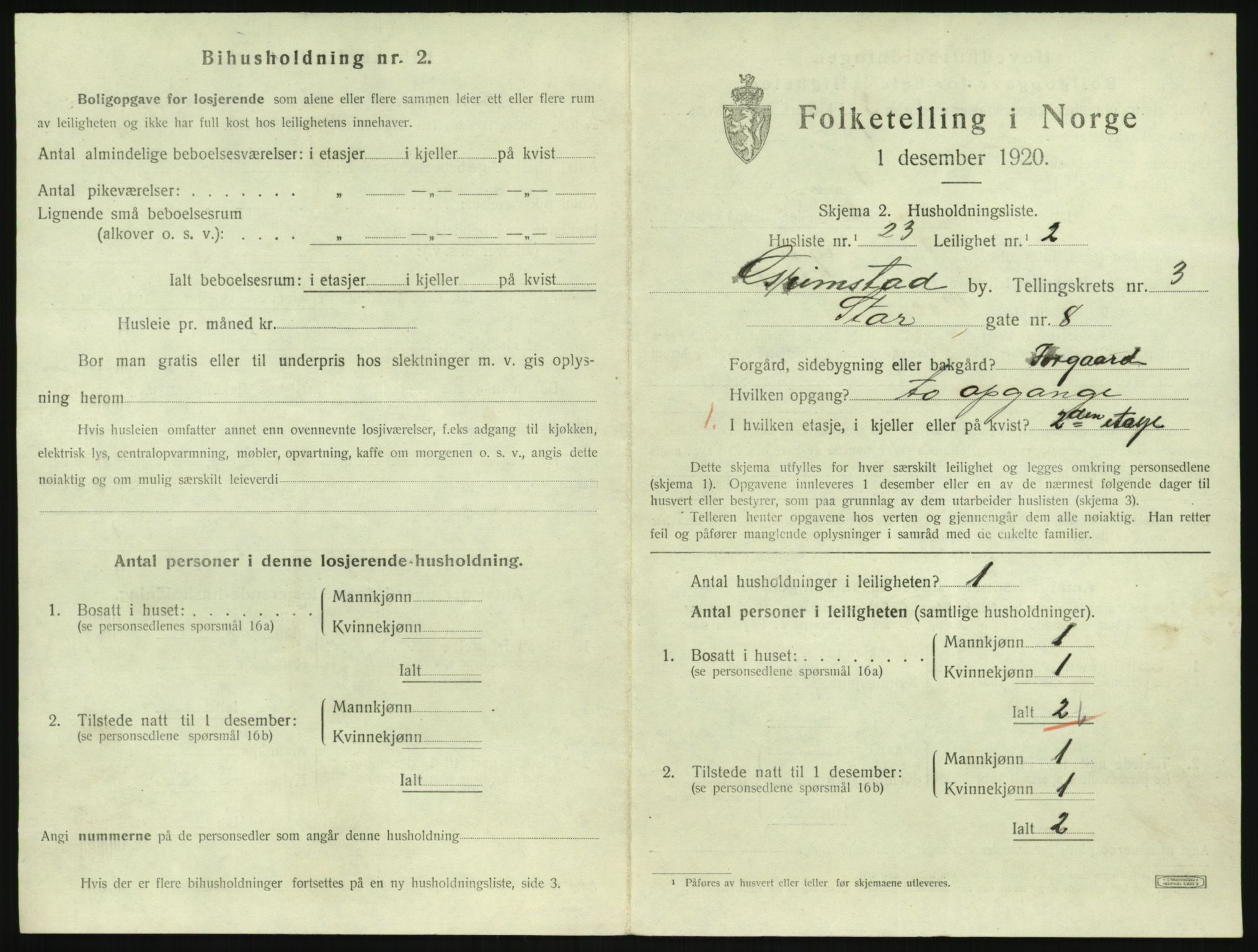 SAK, 1920 census for Grimstad, 1920, p. 1577