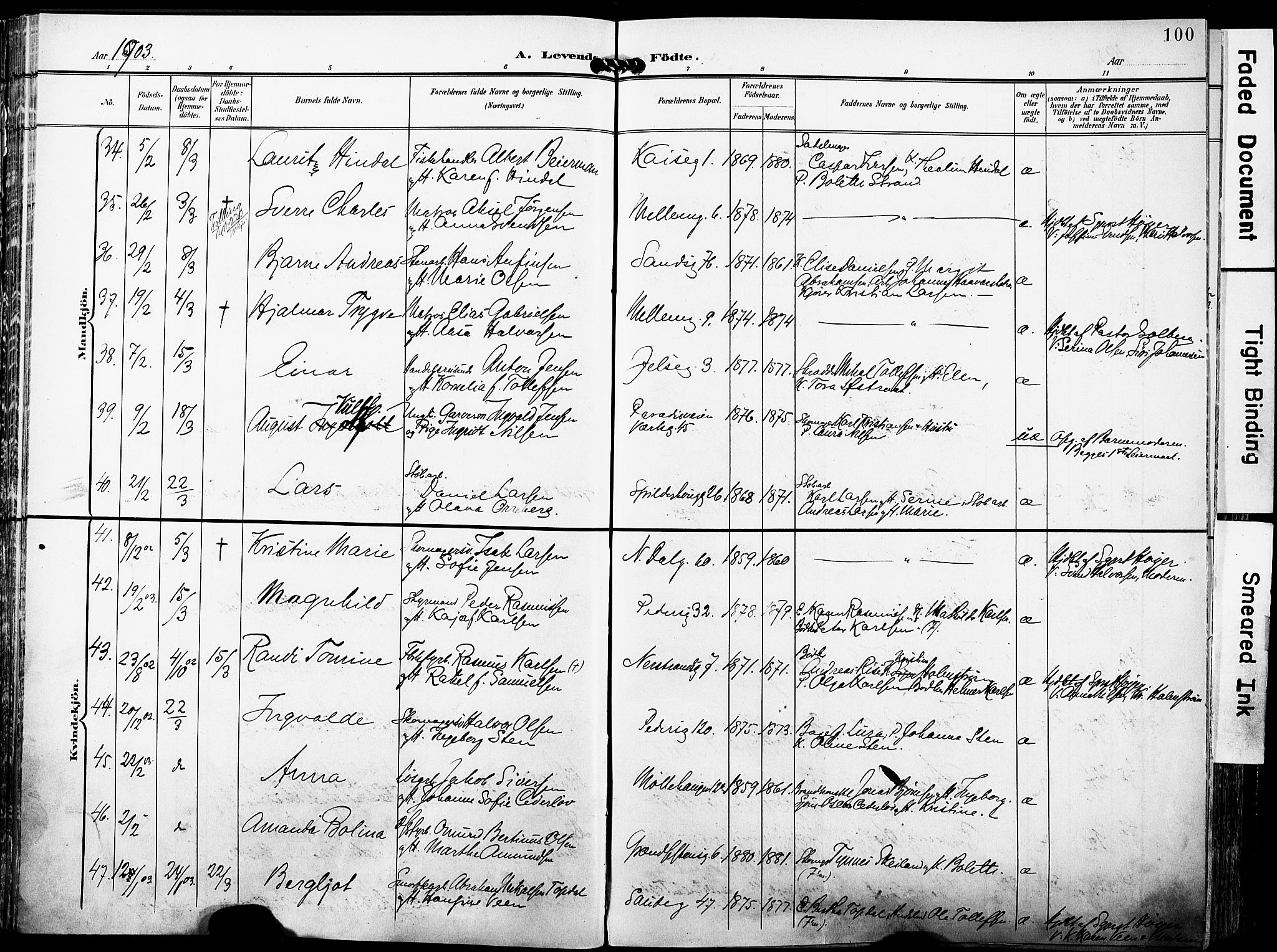 St. Johannes sokneprestkontor, SAST/A-101814/001/30/30BA/L0007: Parish register (official) no. A 7, 1900-1910, p. 100
