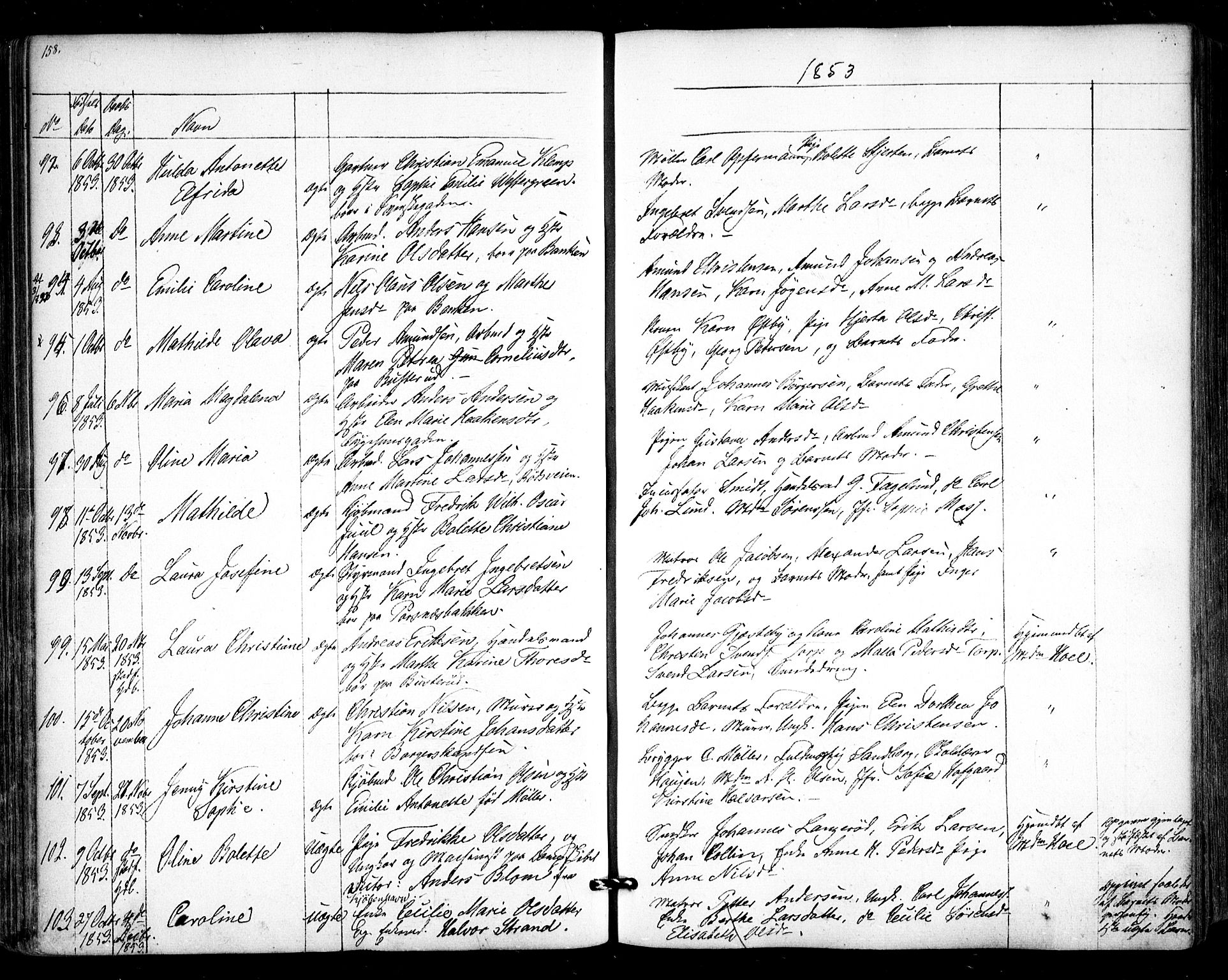 Halden prestekontor Kirkebøker, AV/SAO-A-10909/F/Fa/L0006: Parish register (official) no. I 6, 1845-1856, p. 158