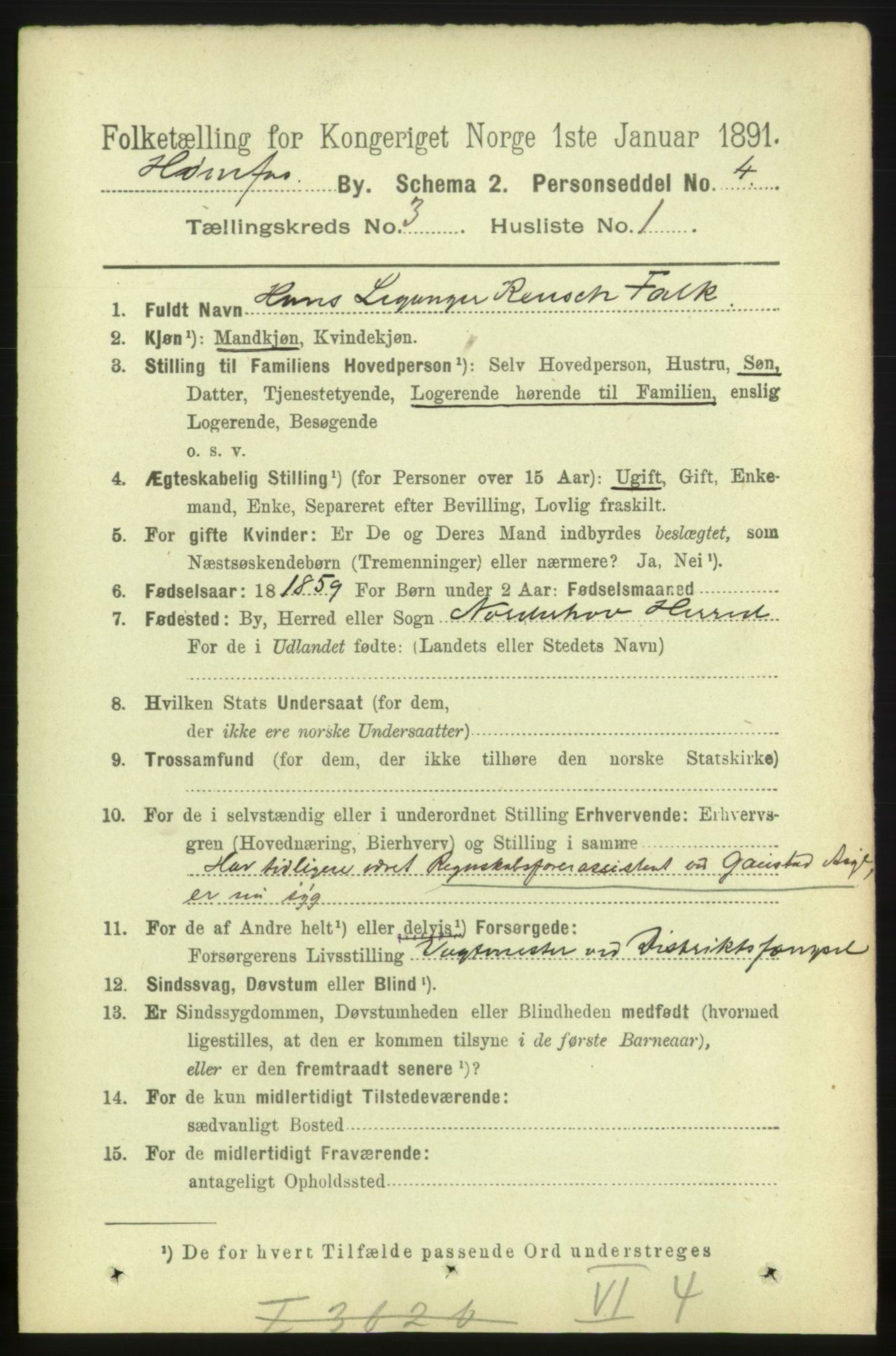 RA, 1891 census for 0601 Hønefoss, 1891, p. 642