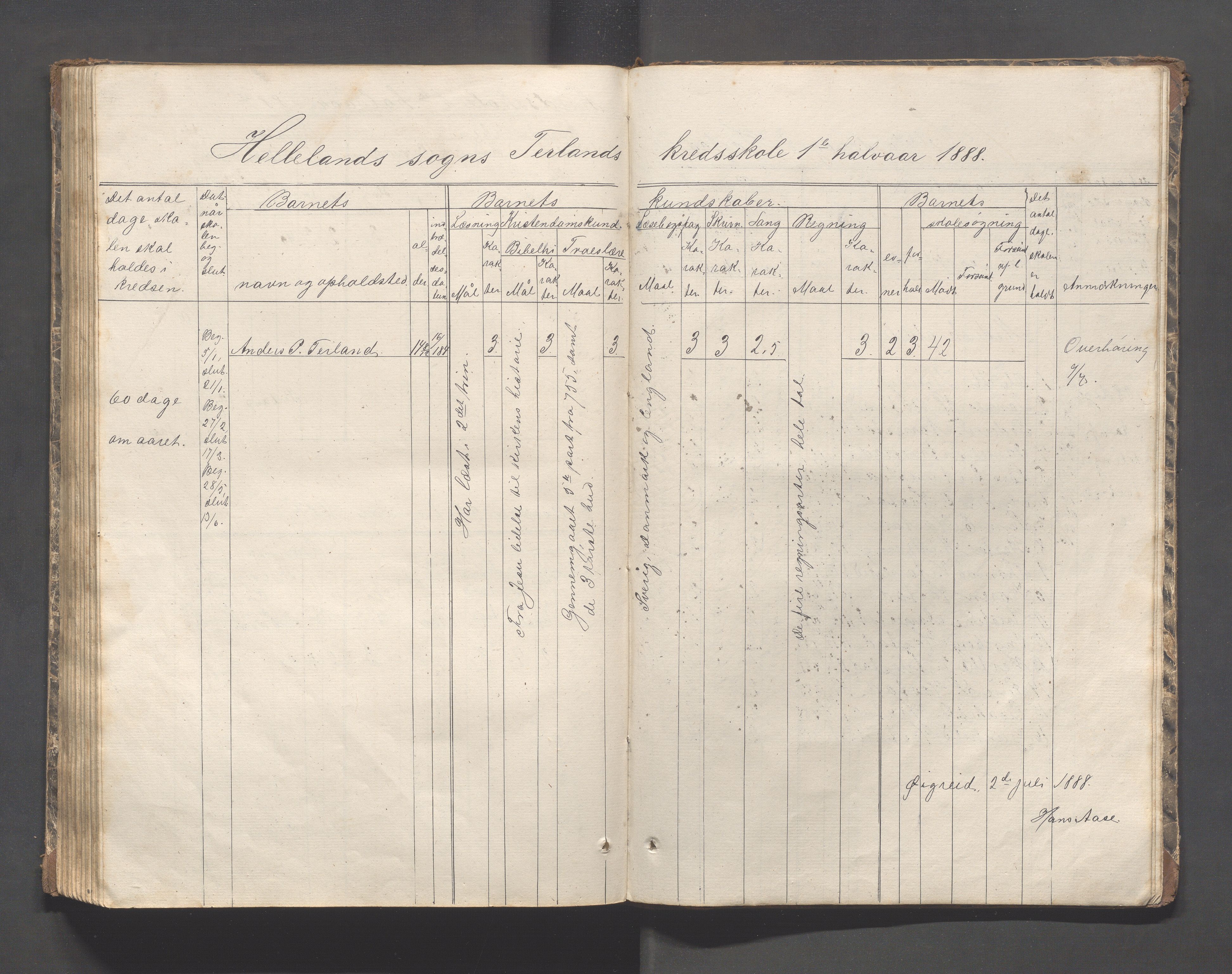 Helleland kommune - Skolekommisjonen/skolestyret, IKAR/K-100486/H/L0002: Skoleprotokoll - Søndre distrikt, 1859-1890, p. 132