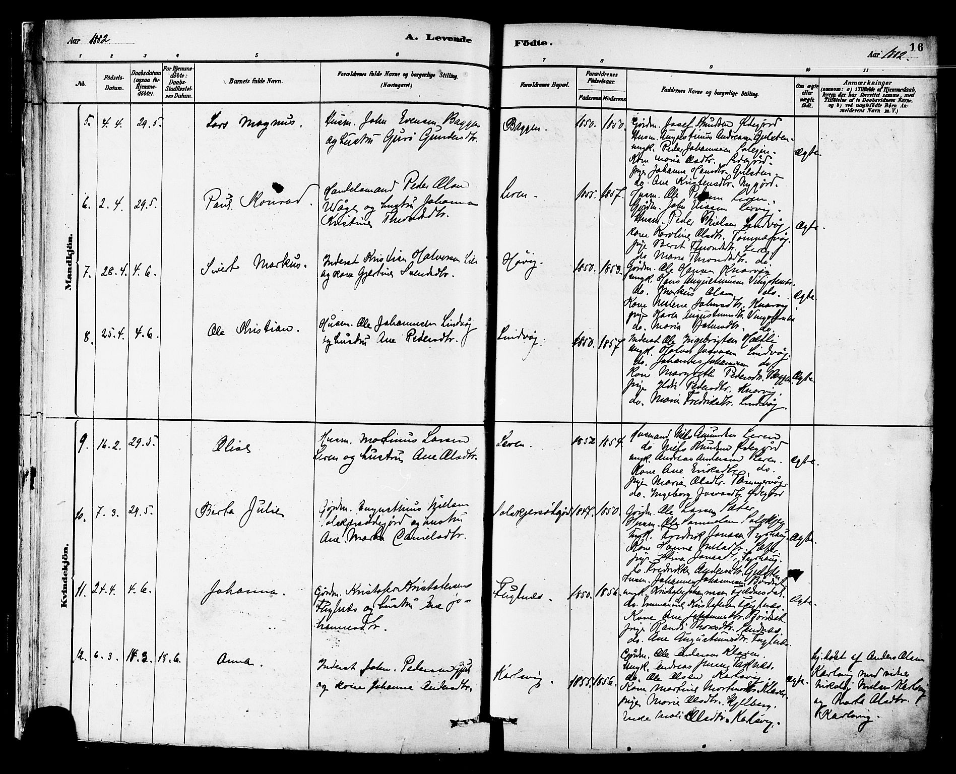 Ministerialprotokoller, klokkerbøker og fødselsregistre - Møre og Romsdal, AV/SAT-A-1454/577/L0896: Parish register (official) no. 577A03, 1880-1898, p. 16