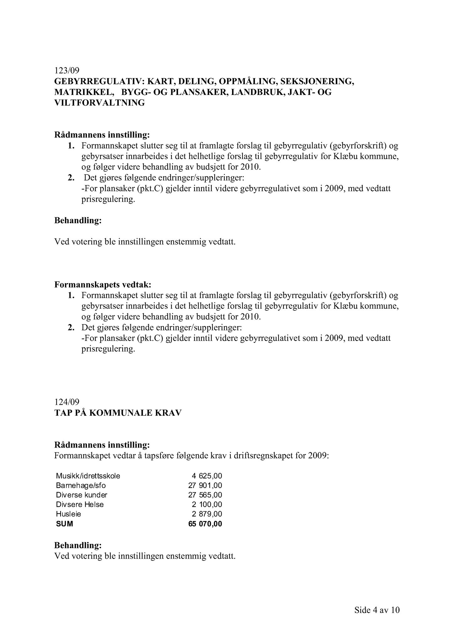 Klæbu Kommune, TRKO/KK/02-FS/L002: Formannsskapet - Møtedokumenter, 2009, p. 1231