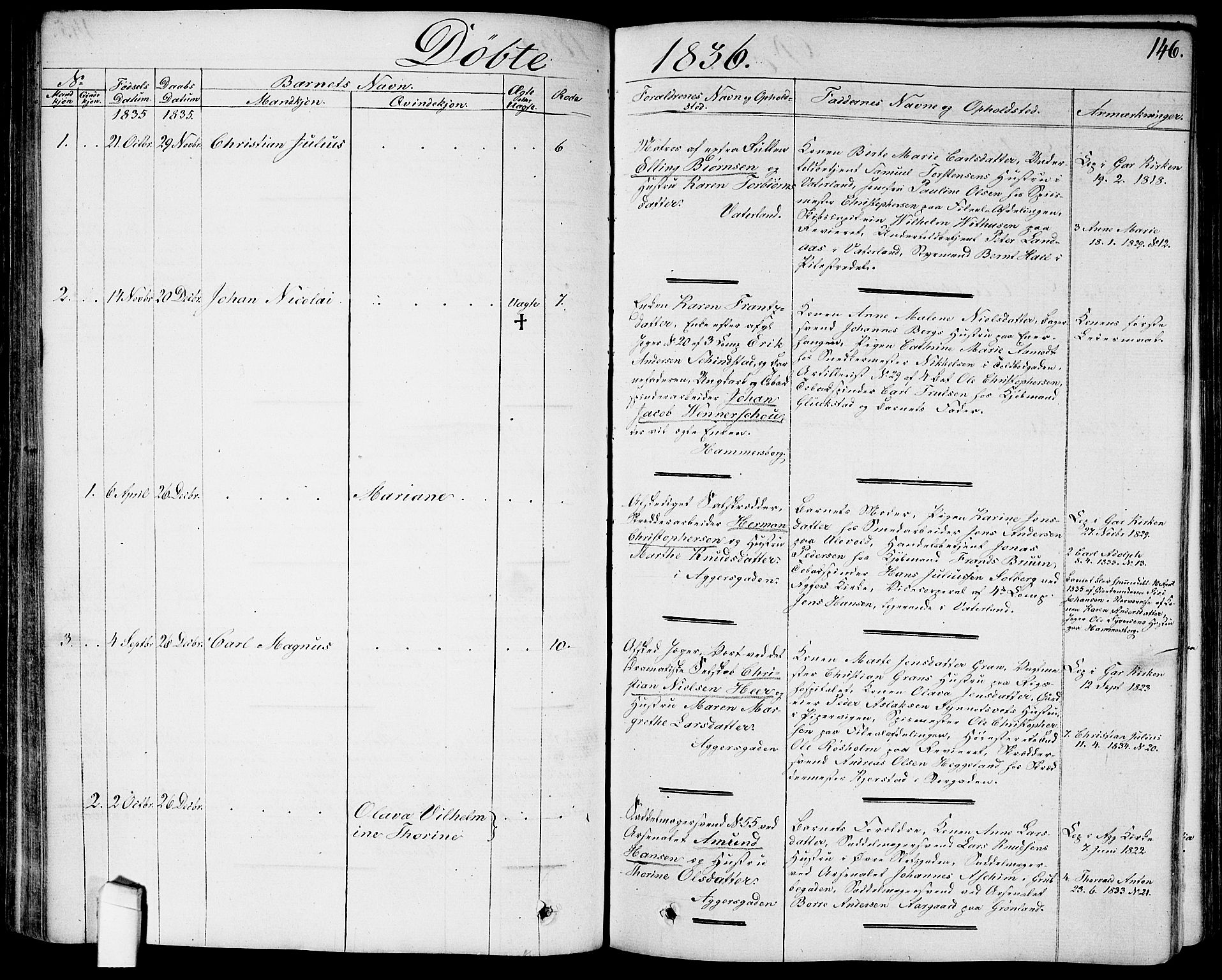Garnisonsmenigheten Kirkebøker, SAO/A-10846/G/Ga/L0004: Parish register (copy) no. 4, 1828-1840, p. 146