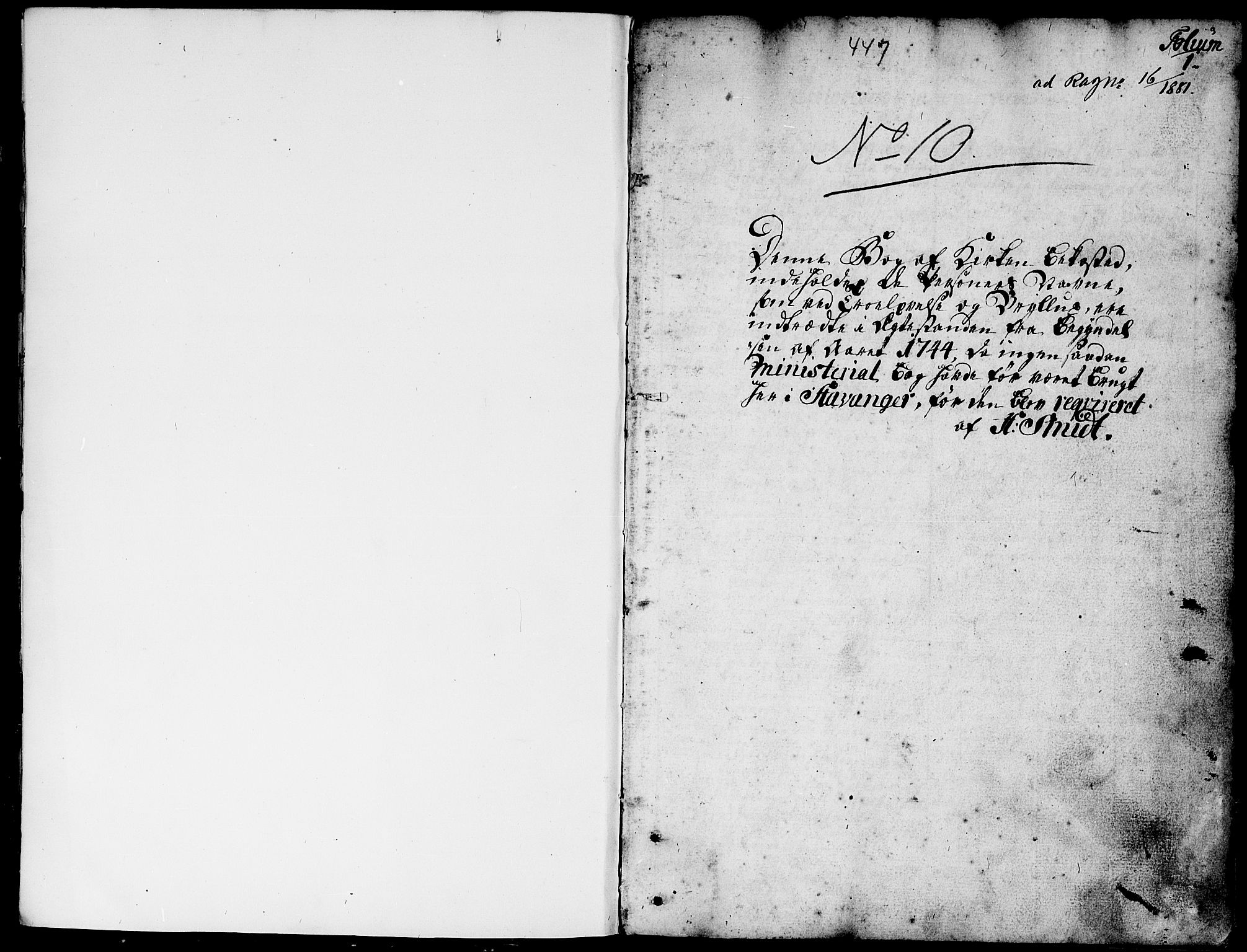 Domkirken sokneprestkontor, SAST/A-101812/001/30/30BA/L0004: Parish register (official) no. A 4, 1744-1782, p. 1